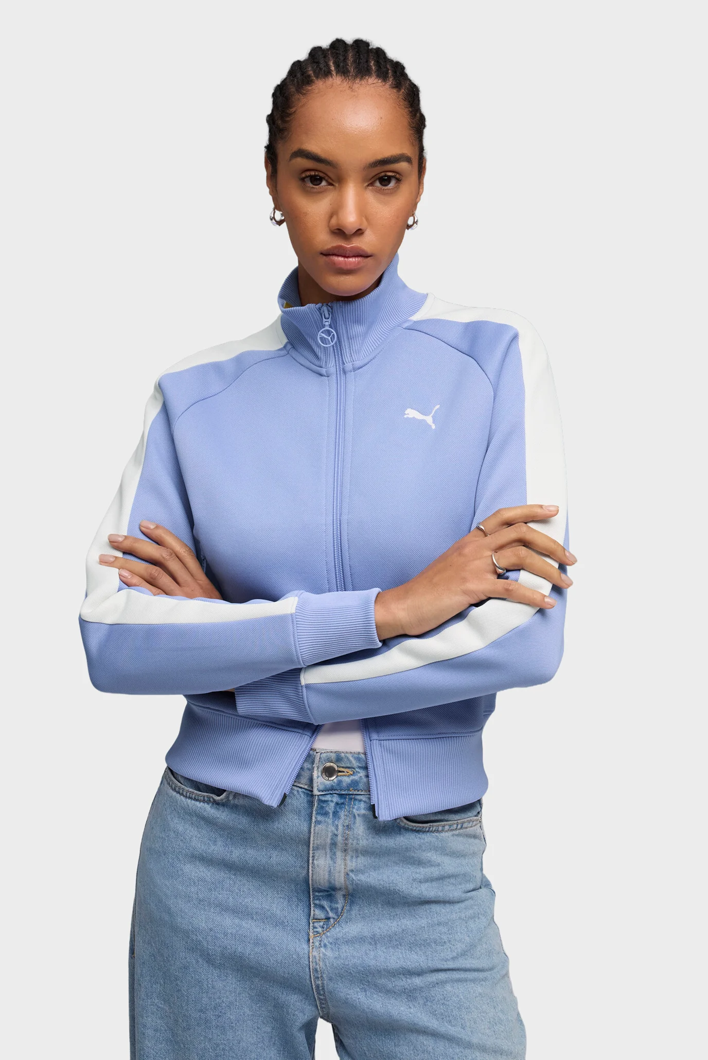 Женская голубая спортивная кофта T7 ALWAYS ON Short Track Jacket