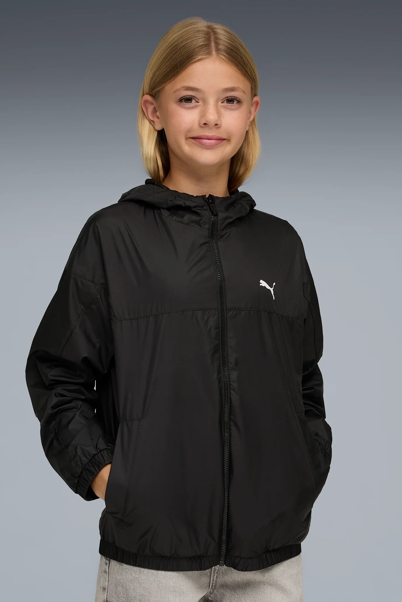 PUMA L GEAR SOLID V （Lサイズ） Дитяча чорна вітровка Mesh Lined Windbreaker Youth PUMA 629922_01