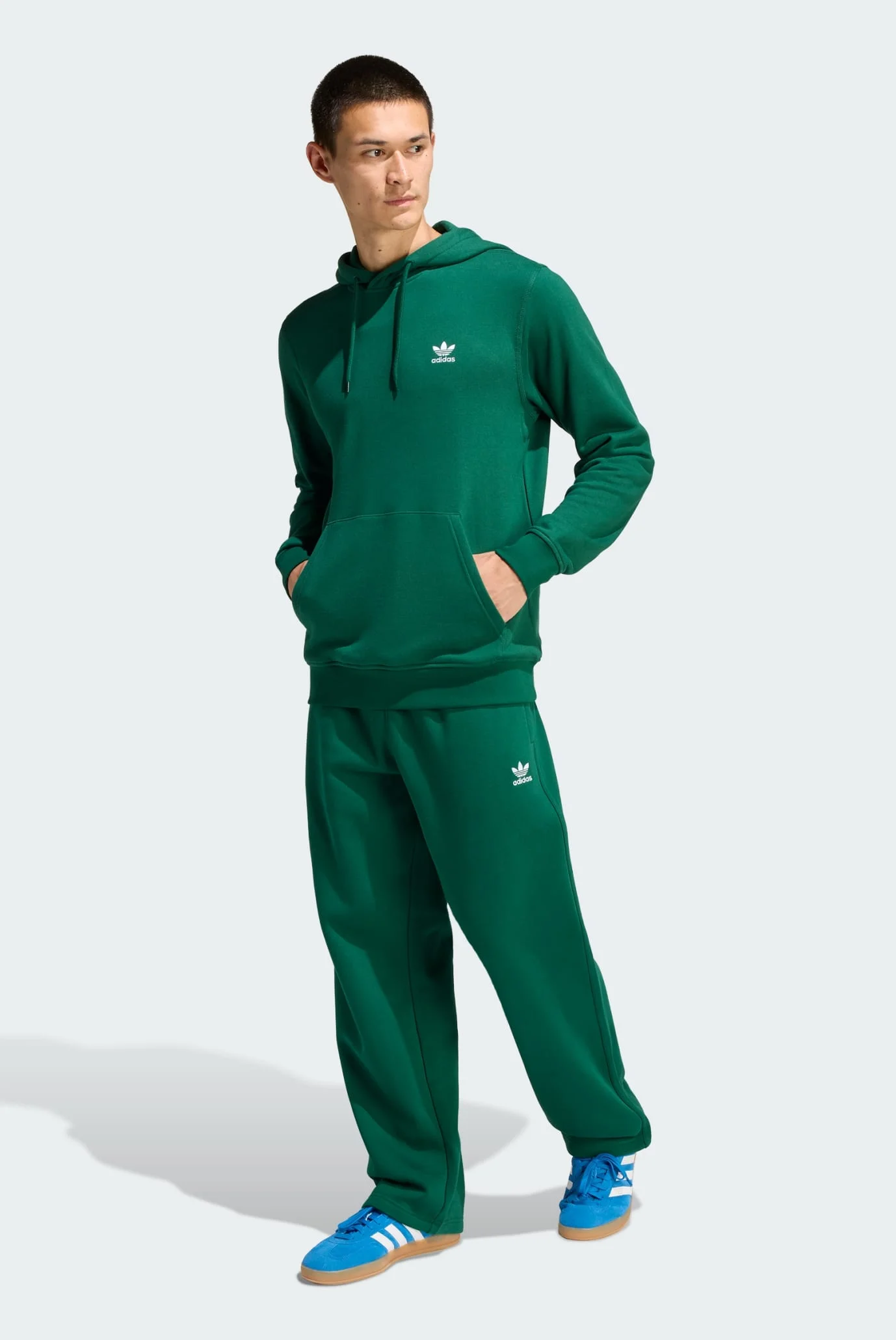 Мужское зеленое худи Trefoil Essentials French Terry adidas KD1310