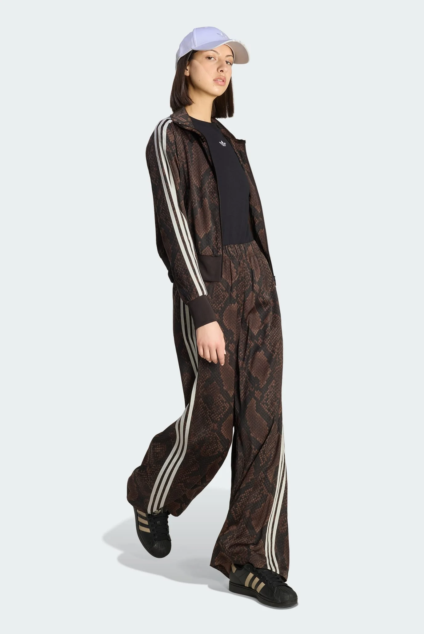 Женская коричневая спортивная кофта с узором SATIN SNAKE PRINT