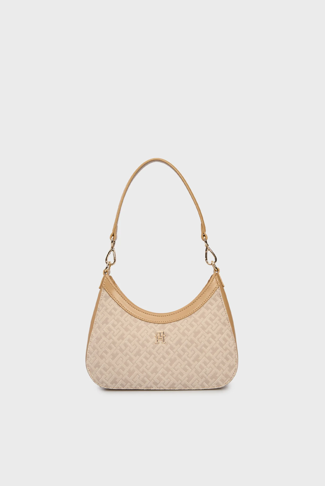 ゆぅ Женская бежевая сумка с узором TH JACQUARD SHOULDER BAG Tommy