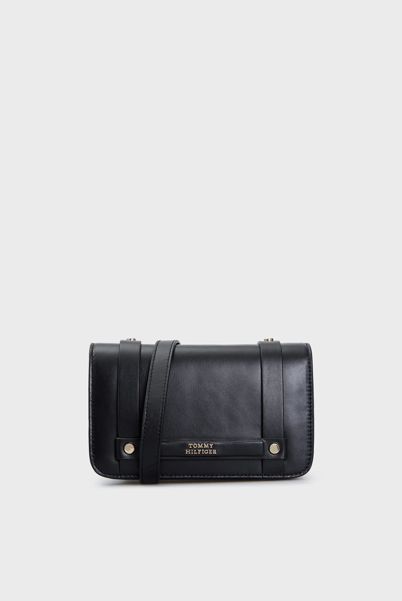 Жіноча чорна шкіряна сумка TH HERITAGE LEATHER CROSSOVER Tommy