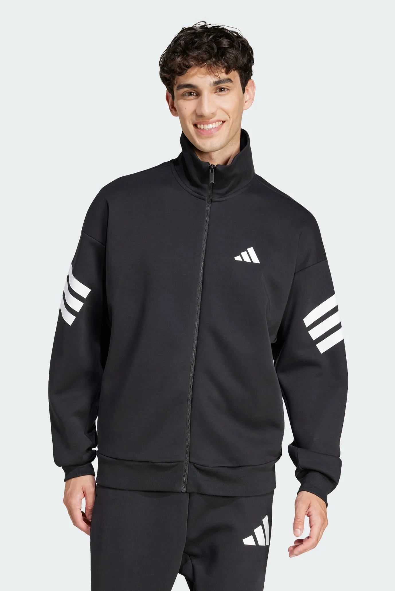 adidas John Stockton ゲームシャツ70250605M04N Мужская черная спортивная кофта Future Icons 3-Stripes Woven