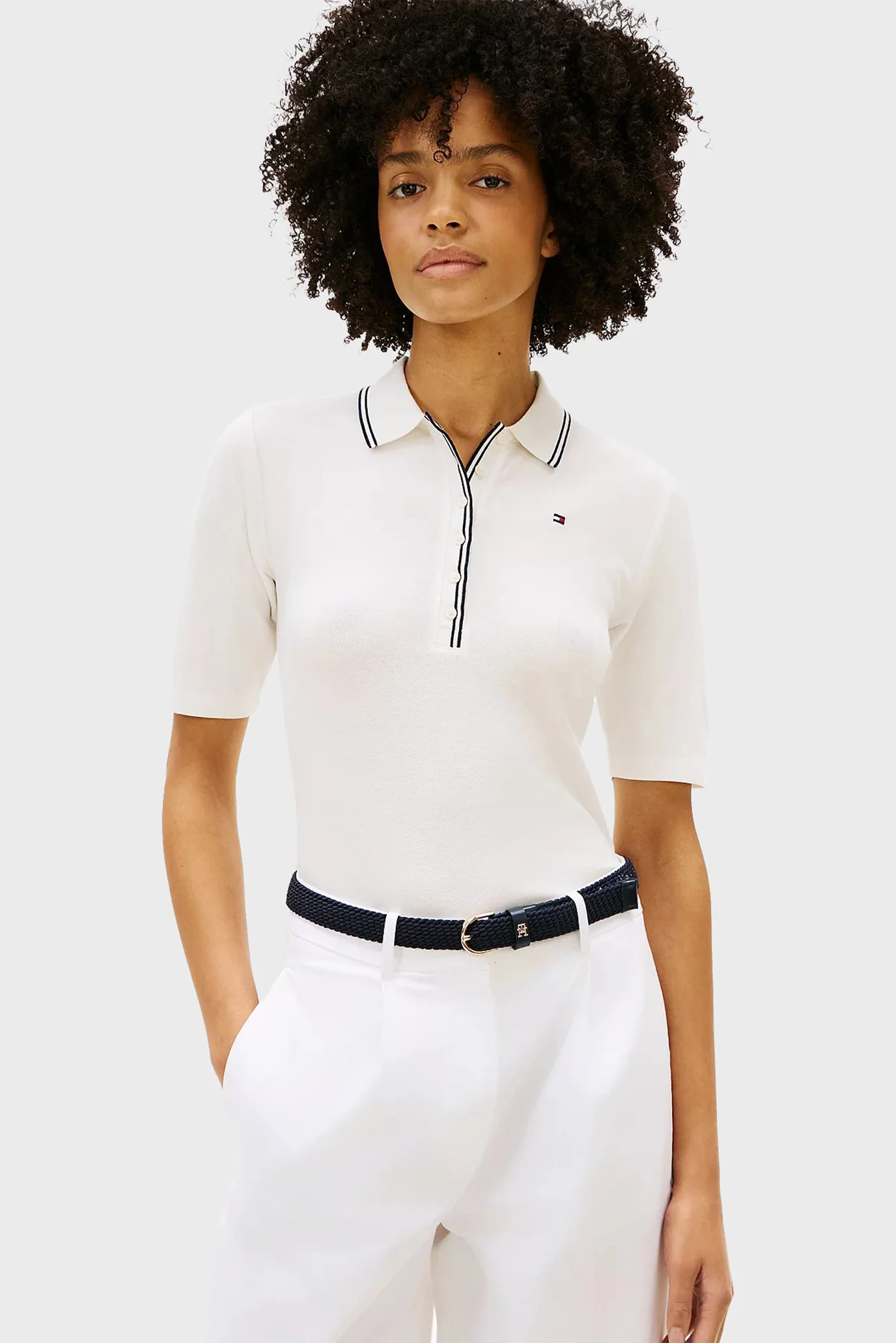 Жіноче біле поло TIPPING Tommy Hilfiger WW0WW49828 — MD-Fashion