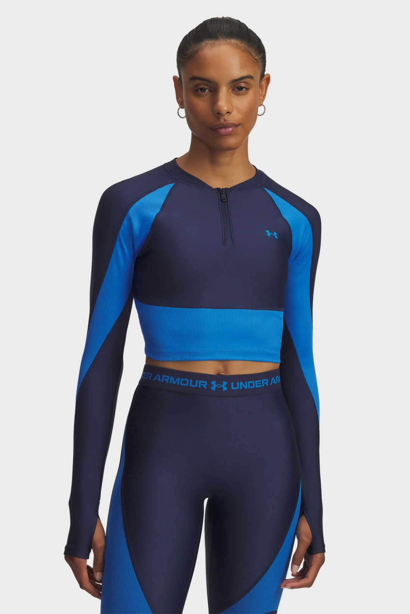 Женский темно-синий лонгслив UA HG Rib 1/4 Zip Under Armour
