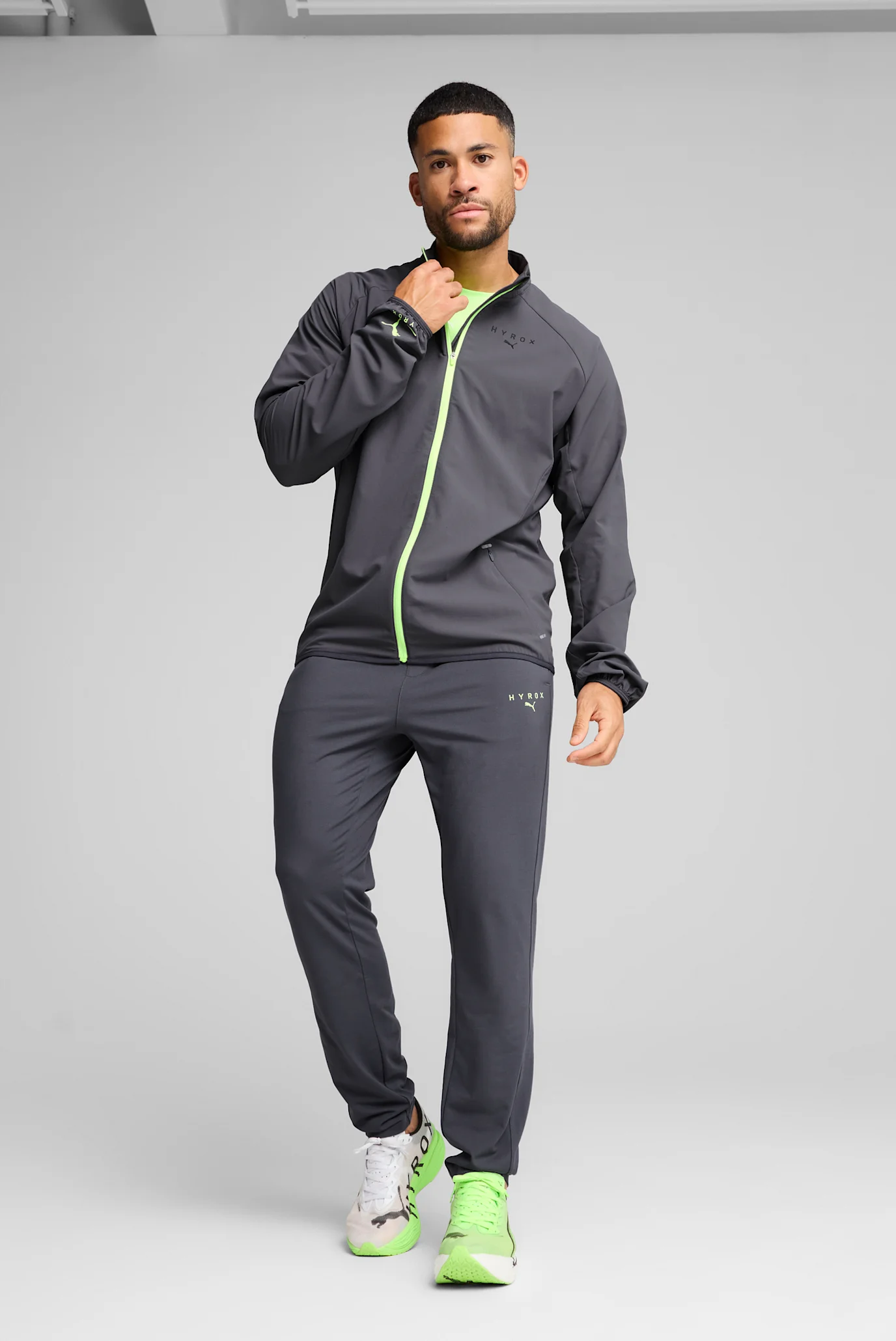 ウェア yotaro1971 Мужская серая спортивная кофта PUMA x HYROX ULTRAWEAVE Jacket Men