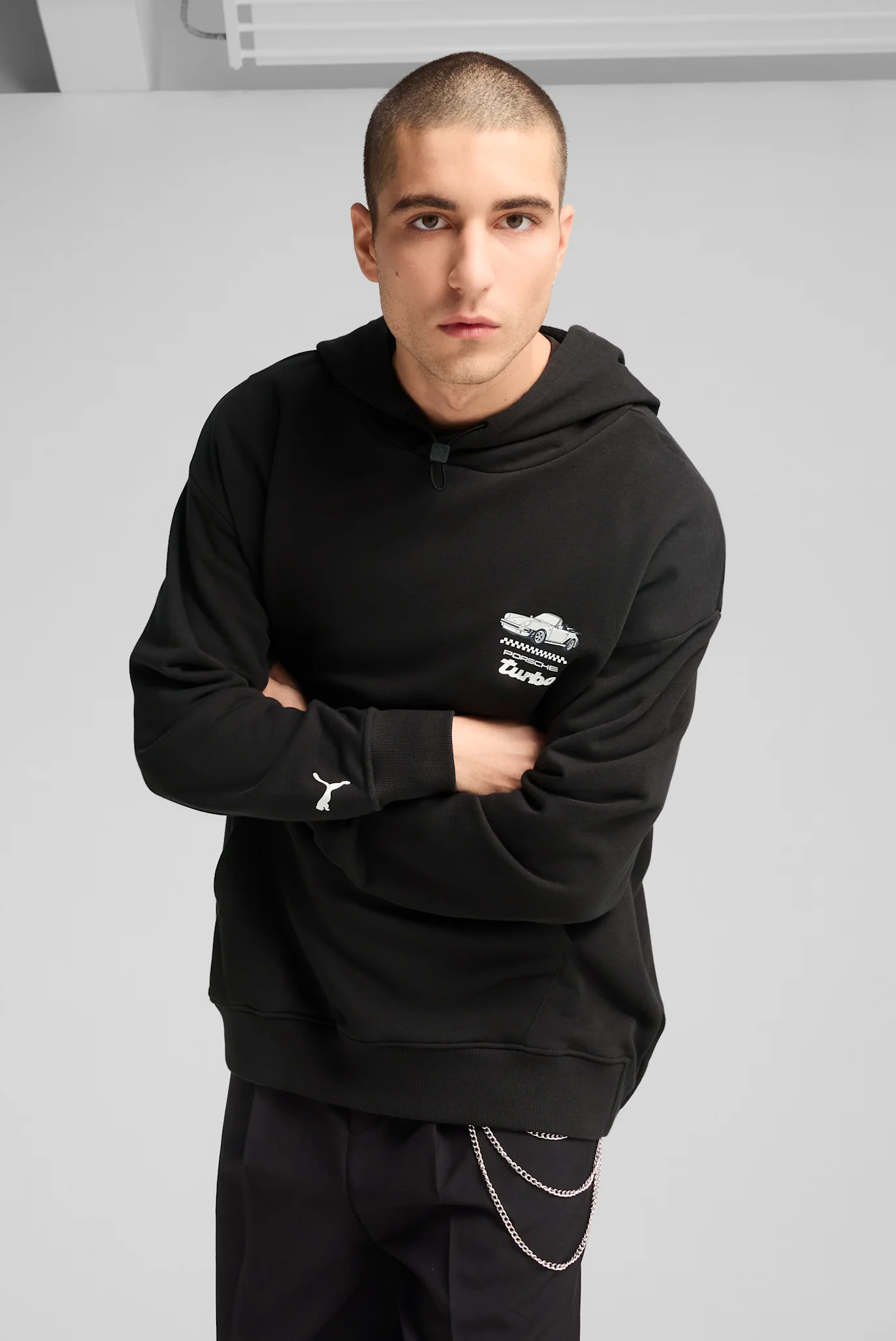 Мужское черное худи Porsche Legacy Graphic Hoodie Men PUMA 630276