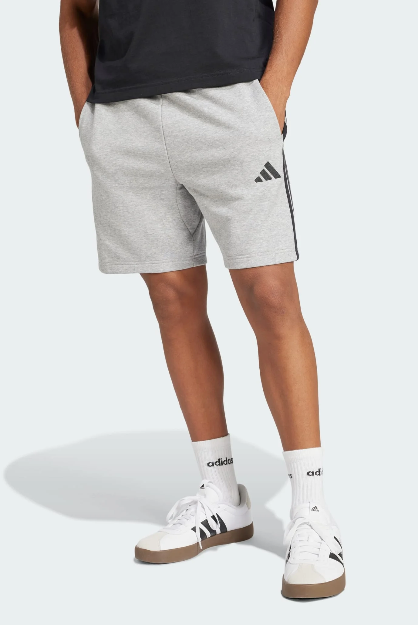 Мужские светло-серые шорты Essential 3-Stripes French Terry adidas