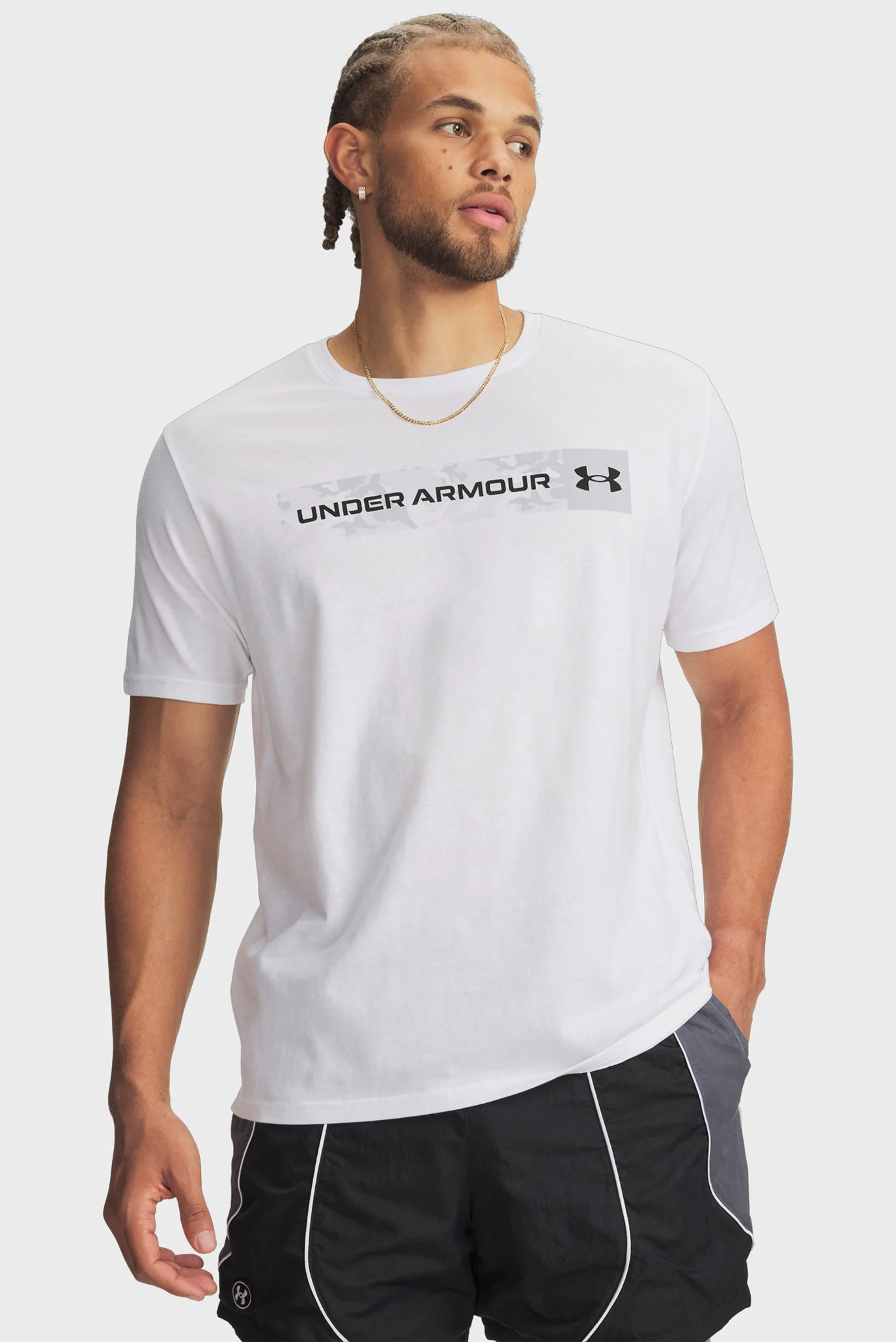 Чоловіча біла футболка UA CAMO CHEST STRIPE SS Under Armour 1376830-100 ...