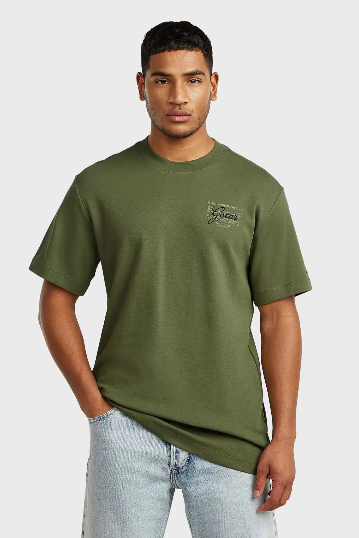 新品 GANG STARR CREWNECK ARMY GREEN XL Чоловіча зелена футболка Script G-Star RAW D28594,C812 — MD-Fashion