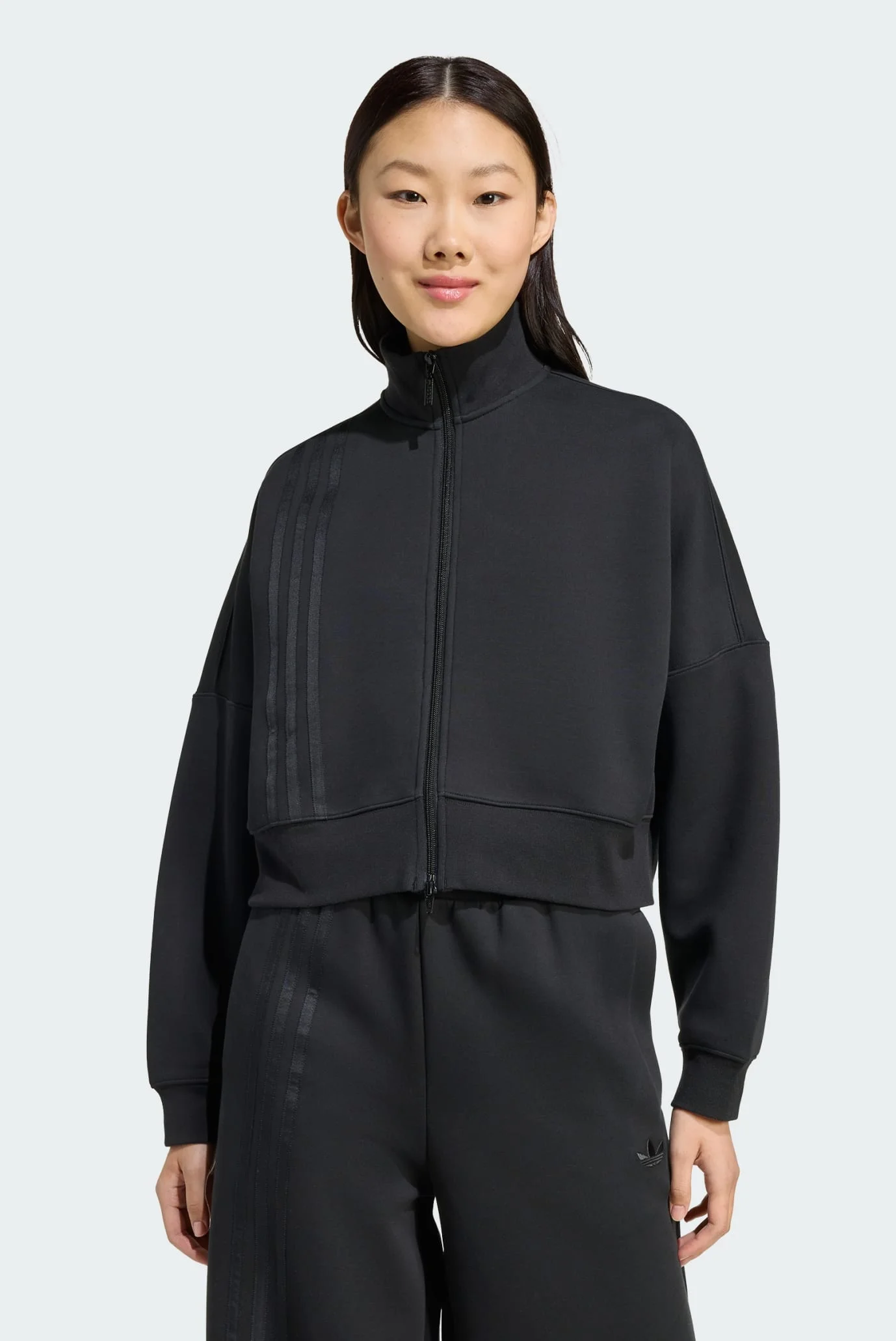 Жіноча чорна спортивна кофта Off Placed 3-Stripes Zip Up adidas