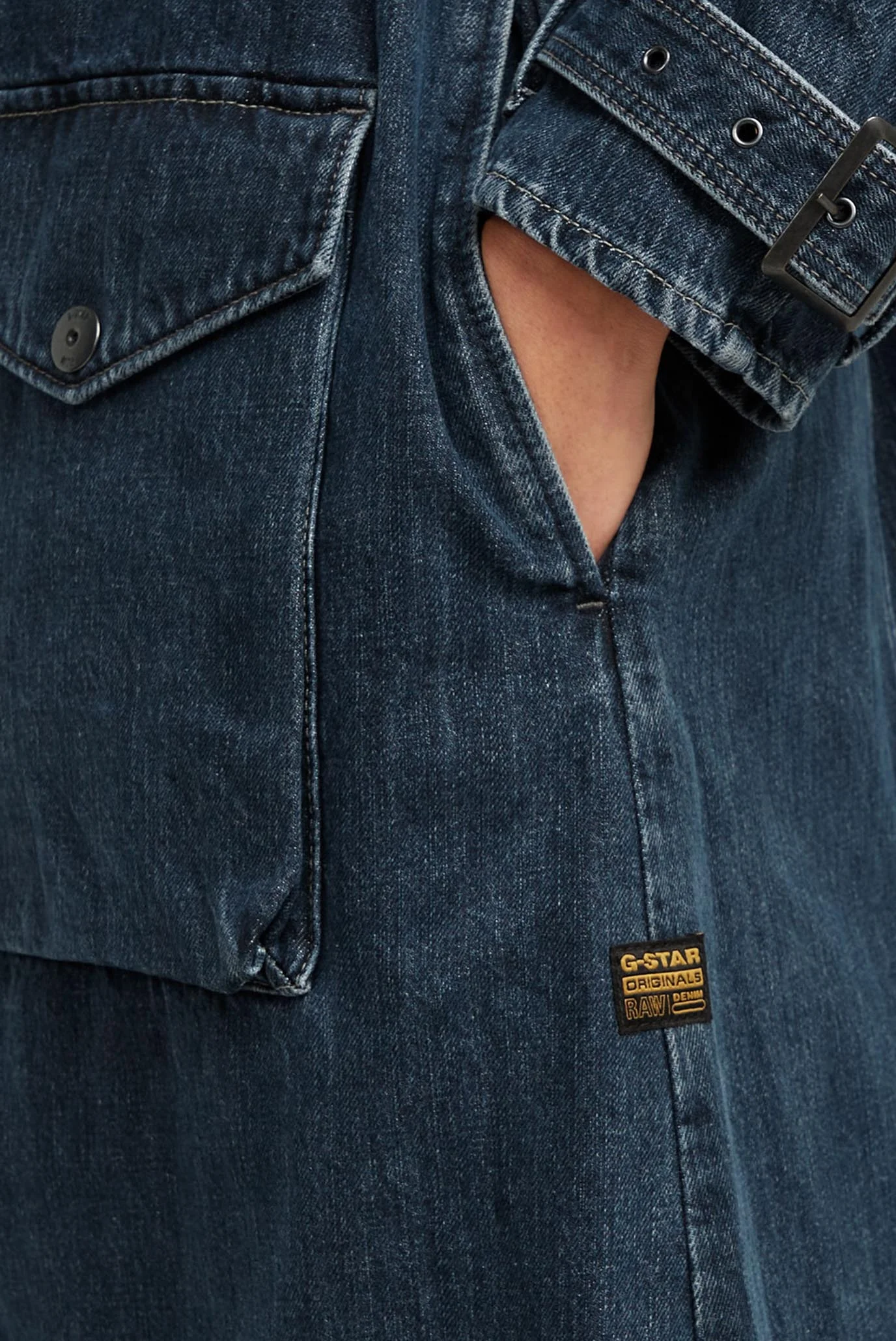 Жіночий темно-синій джинсовий тренч Biker G-Star RAW D25367,D762