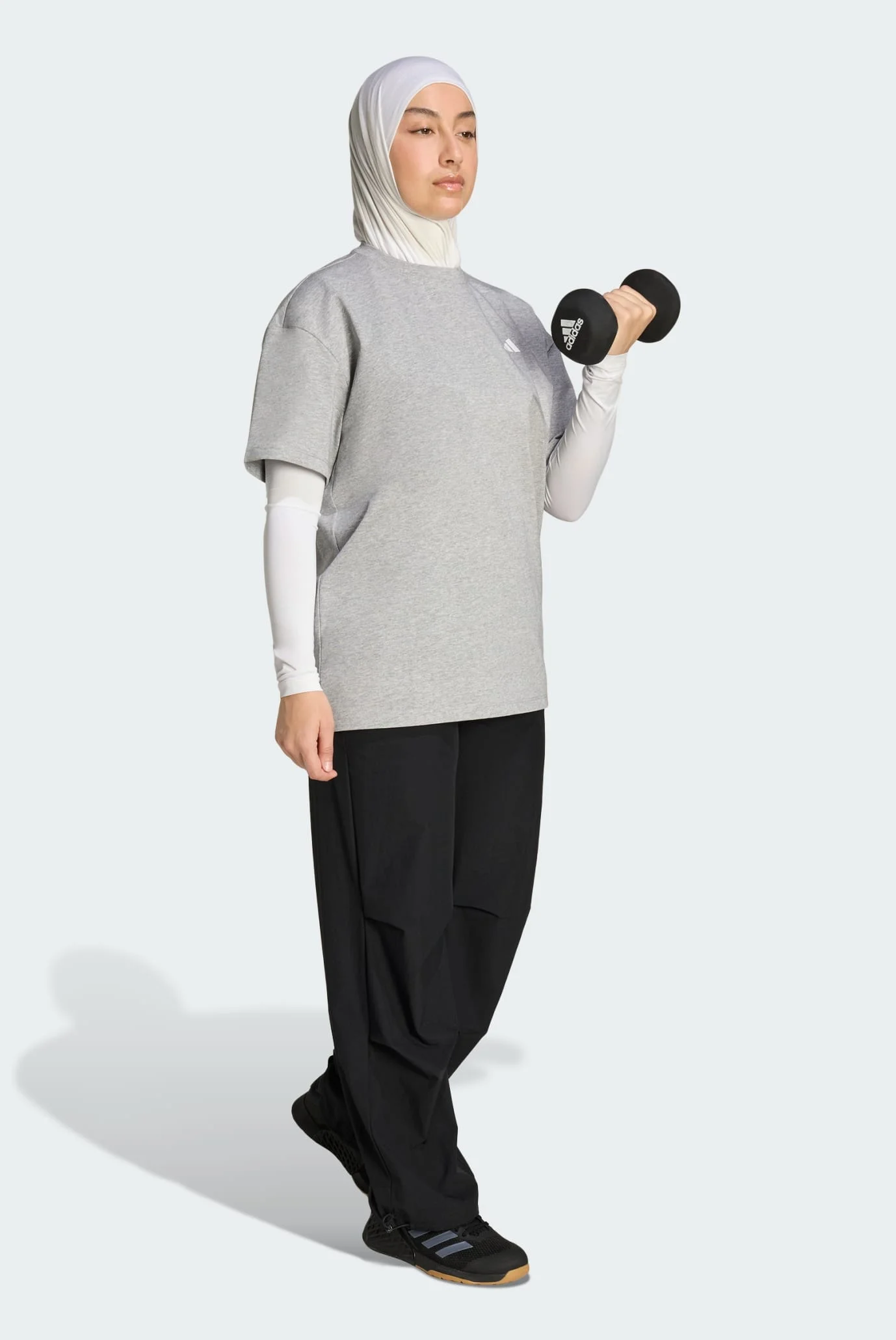 Жіноча сіра футболка Power Essentials Workout Oversized adidas