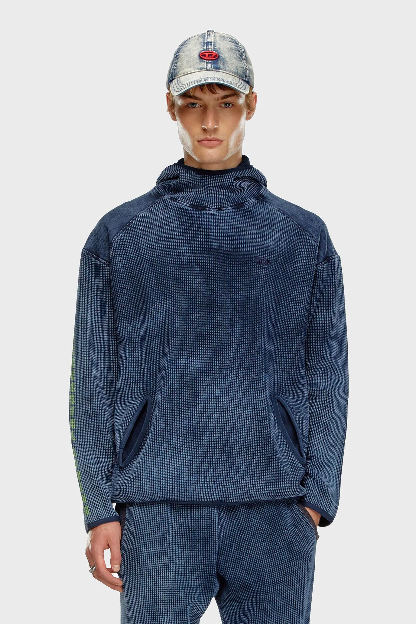 Чоловіче синє худі S-WAF-HOOD FELPA Diesel A14113 0DRAQ — MD-Fashion