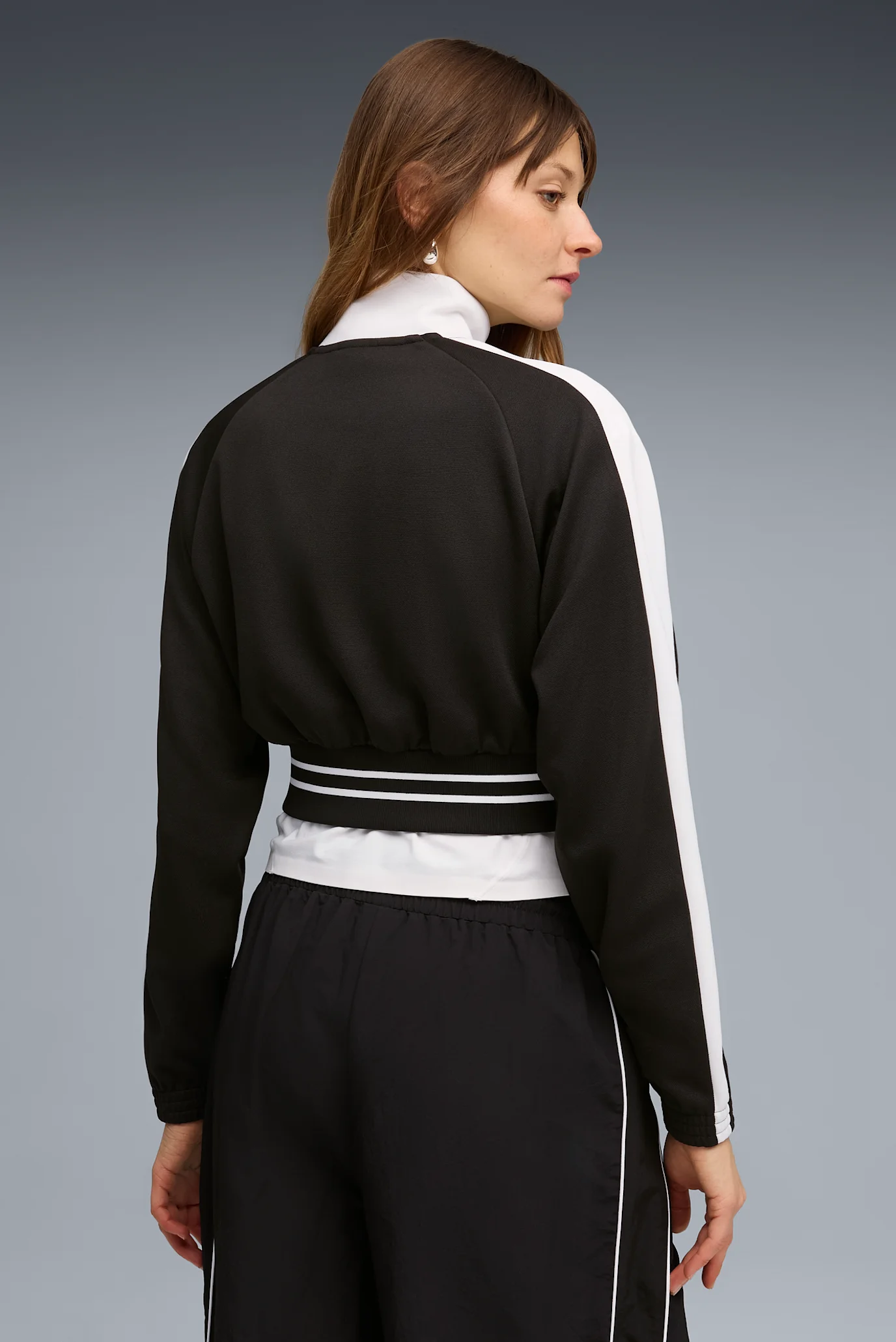 Женская черная спортивная кофта T7 Cropped Track Jacket Women PUMA