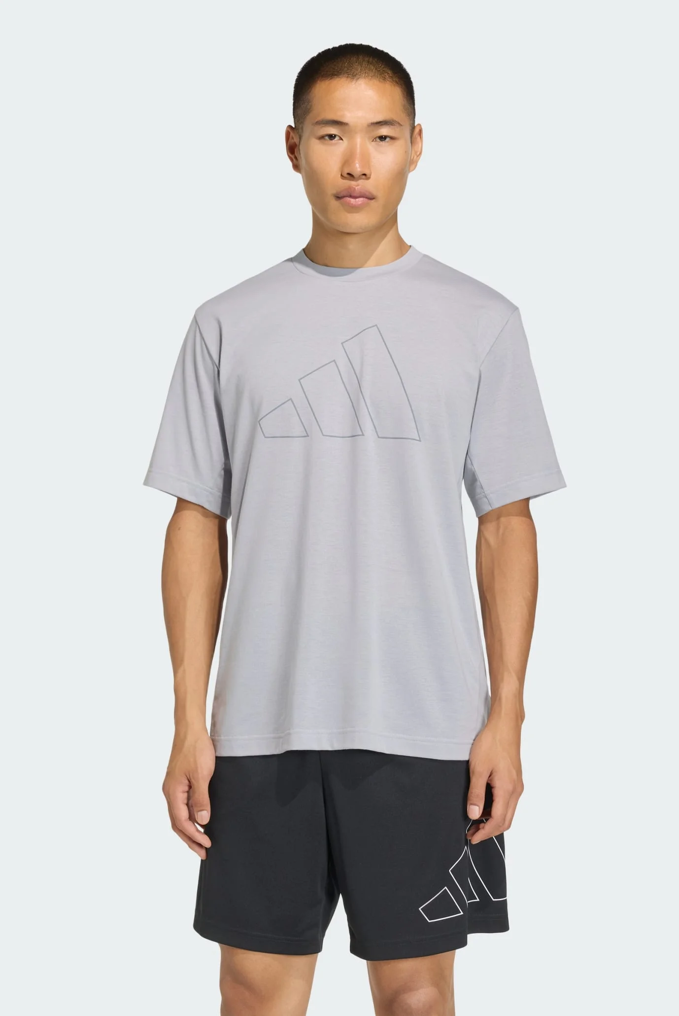 Мужская серая футболка WORKOUT ESSENTIALS FEELREADY LOGO adidas