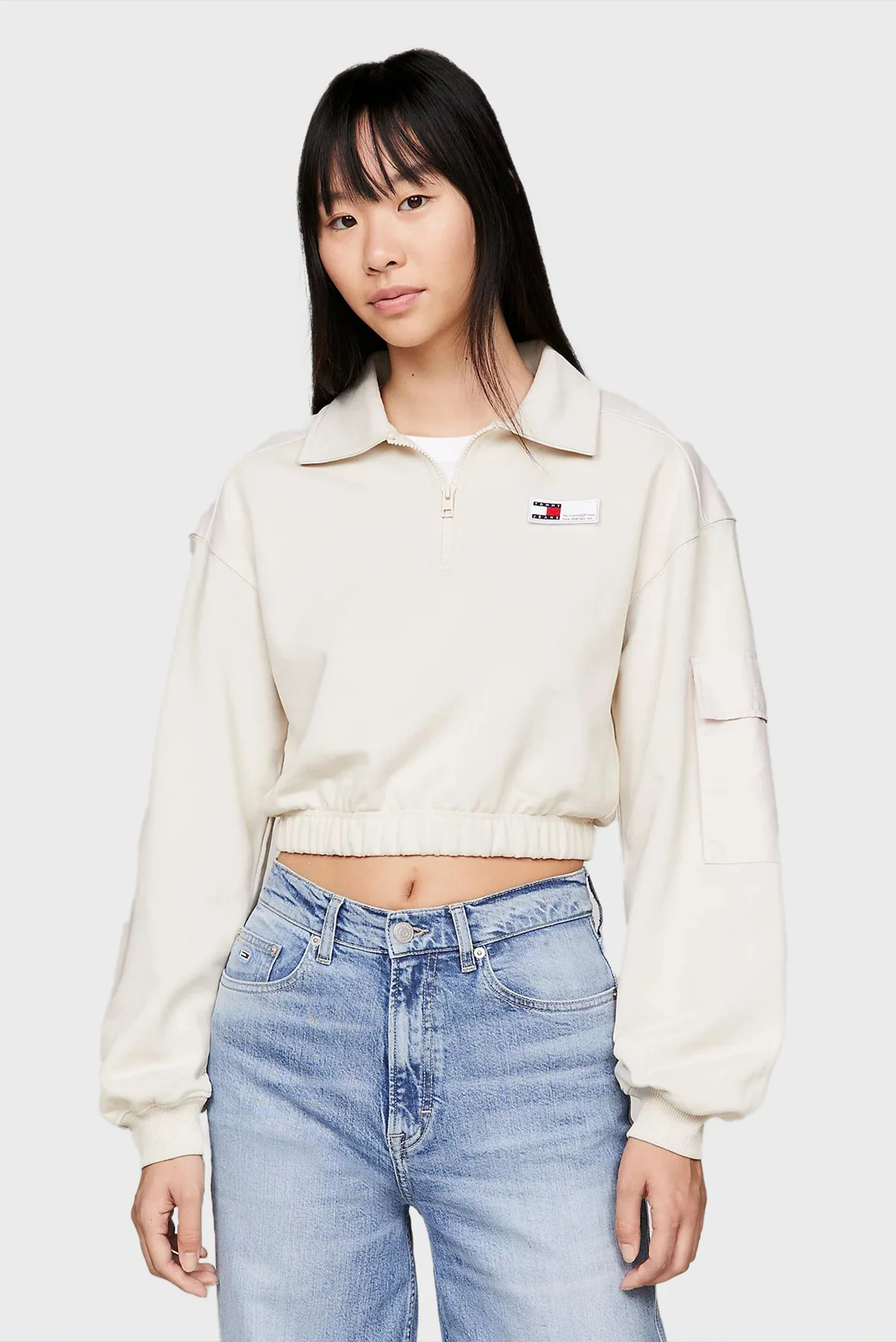 Женская белая спортивная кофта TJW CRP FABRIC MIX ZIPTHRU Tommy