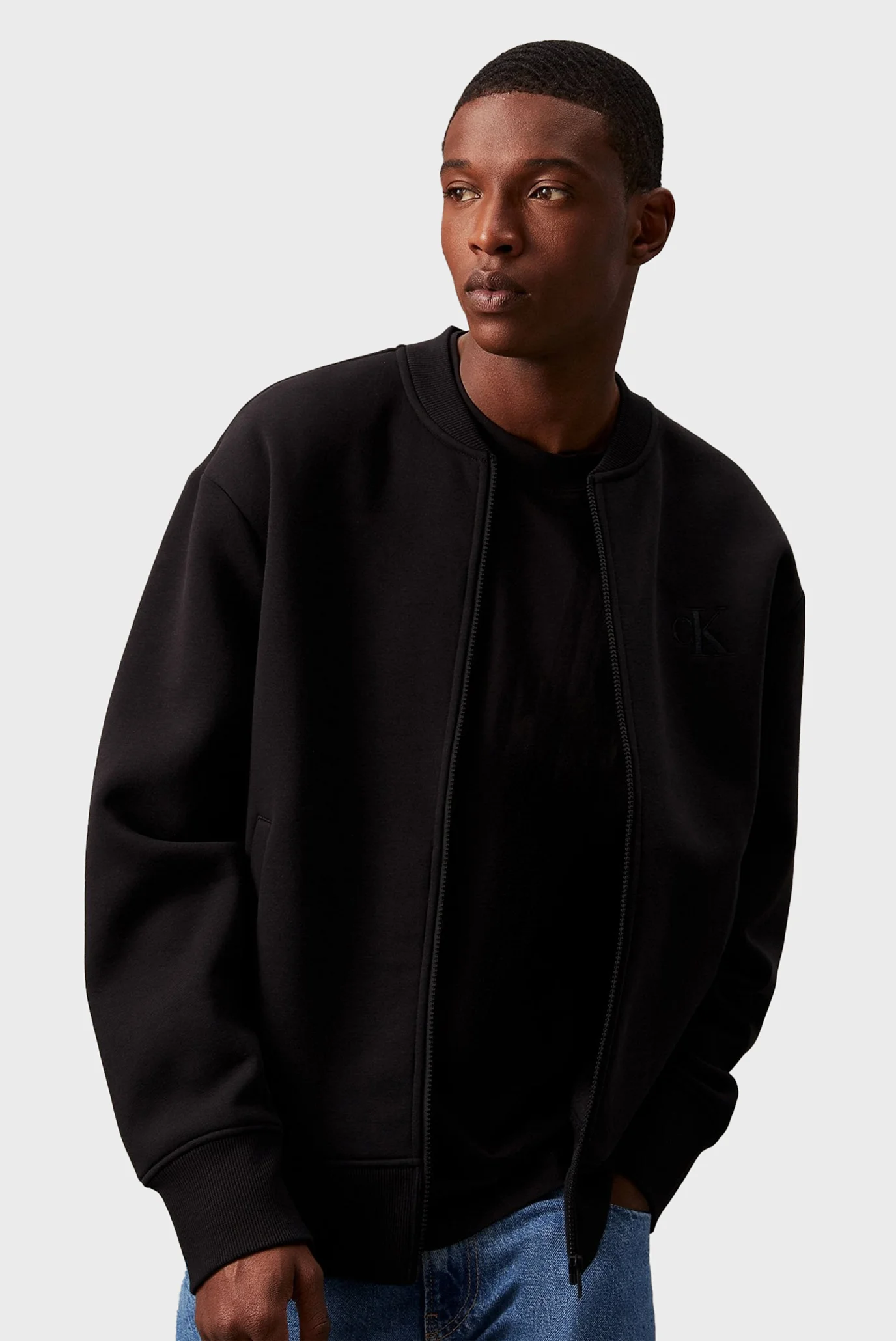 Мужская черная спортивная кофта MONOLOGO APPLIQUE KNIT BOMBER