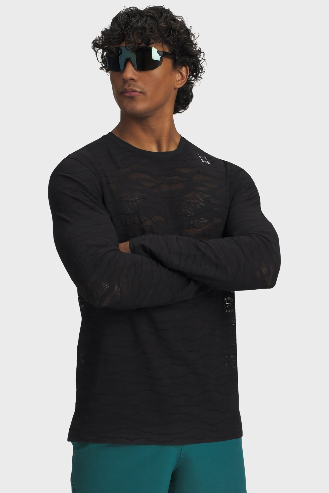 Мужской черный лонгслив UA Halo Jacquard LS-BLK Under Armour