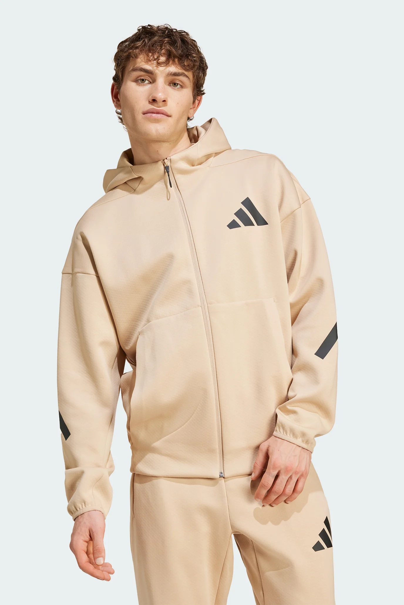 Чоловіче бежеве худі New adidas Z.N.E. Full-Zip adidas JF2445 — MD