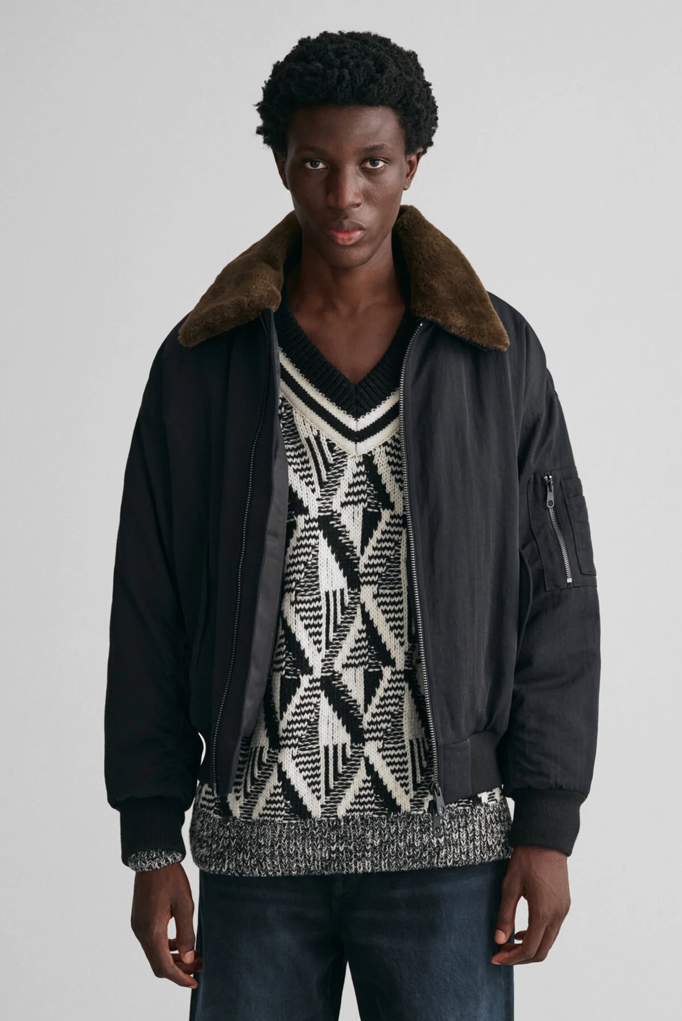 Чоловічий чорний бомбер OVERSIZED FLIGHT BOMBER JACKET Gant
