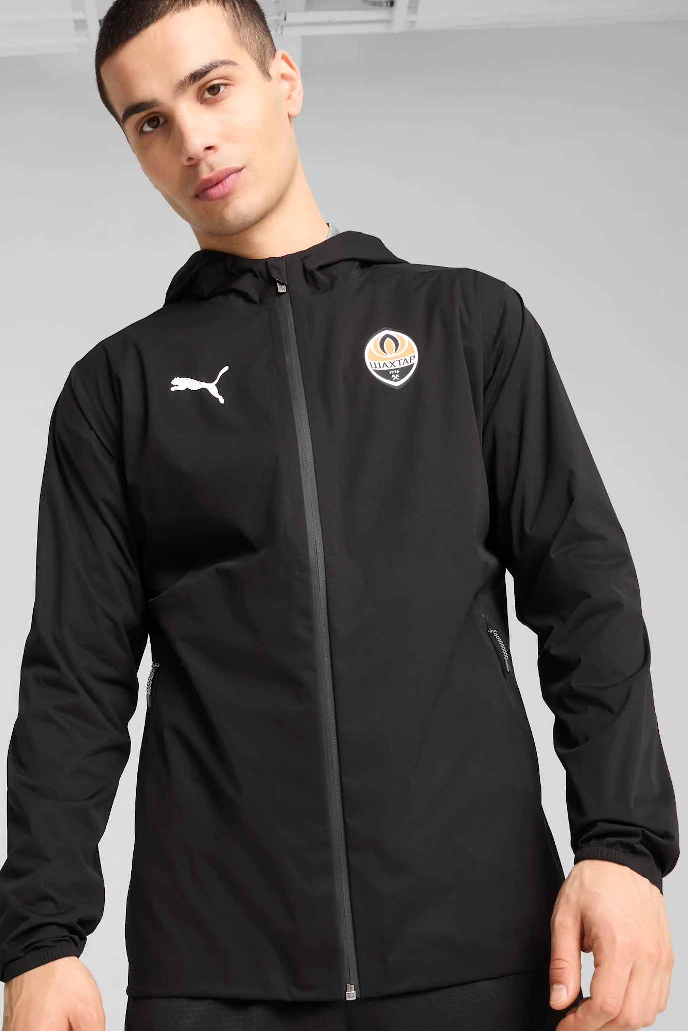 スチュワート Мужская черная куртка FC Shakhtar Donetsk Training Rain Jacket Men