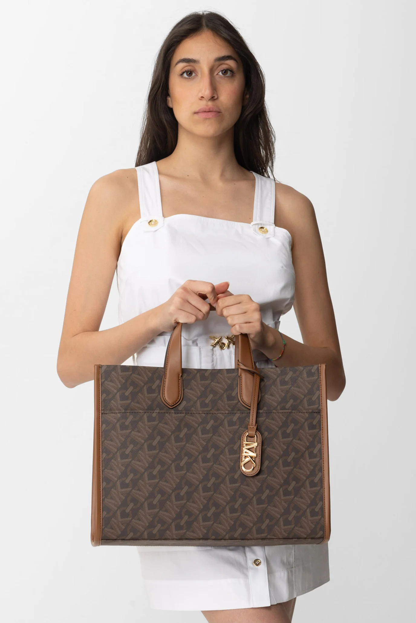 Жіноча коричнева сумка з візерунком GIGI LG GRAB TOTE Michael Kors