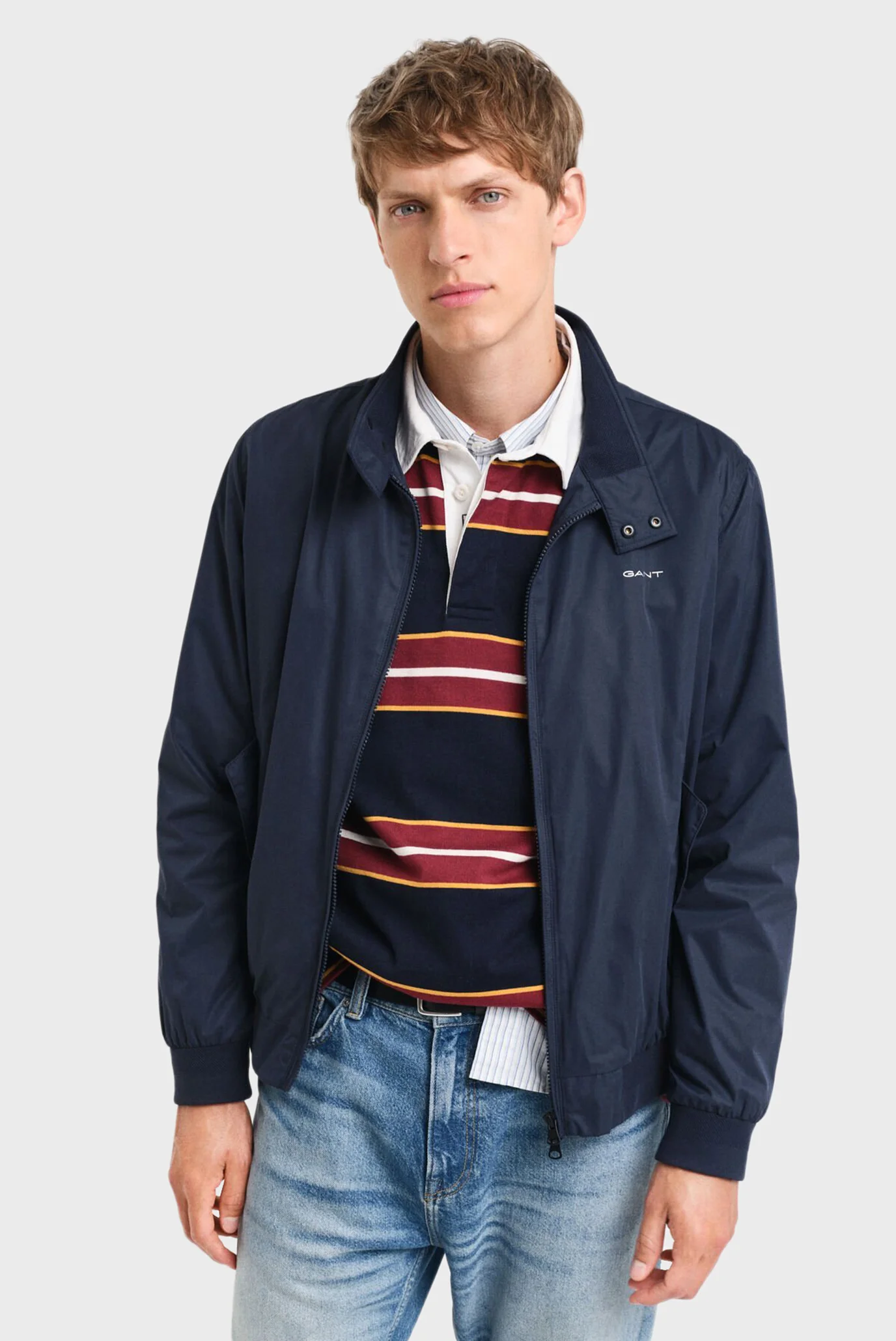 Мужская темно-синяя ветровка LIGHTWEIGHT HARRINGTON JACKET Gant