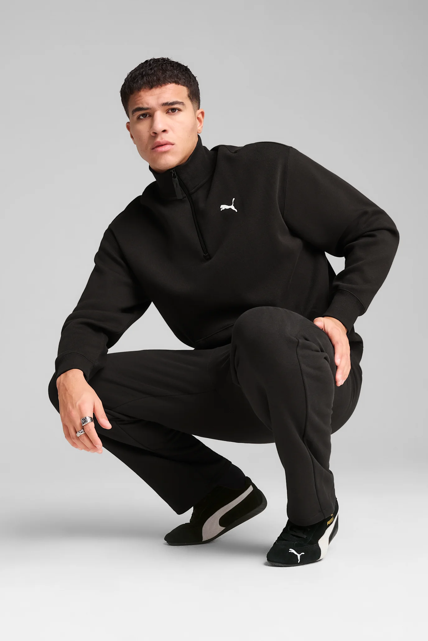 Чоловіча чорна спортивна кофта WARDROBE ESS Relaxed Half Zip Crew