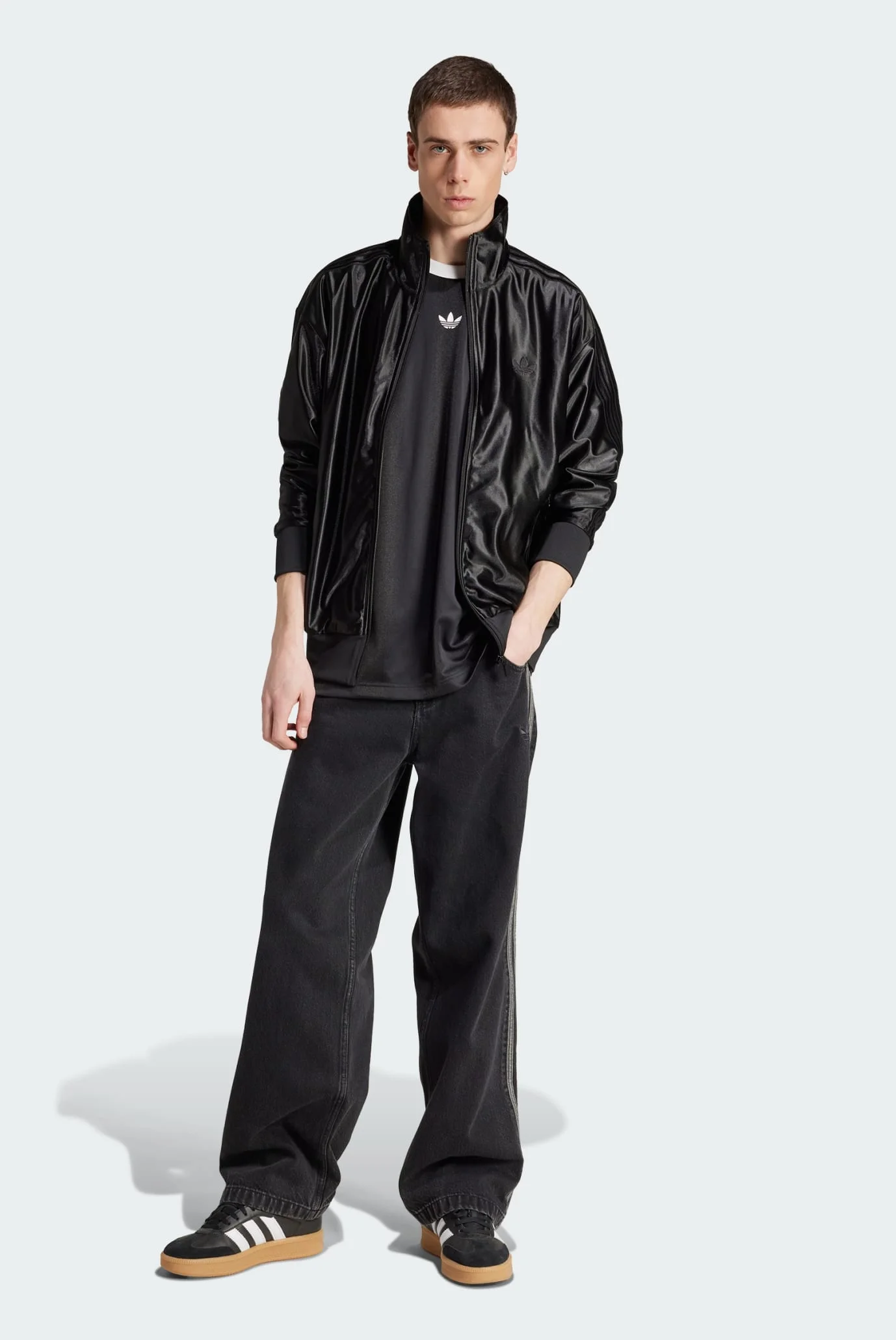 TARGET 限定 PLAYERS PRODUCED MIRACLE BLACK Мужская черная футболка adidas Adicolor Jacquard adidas JW5876
