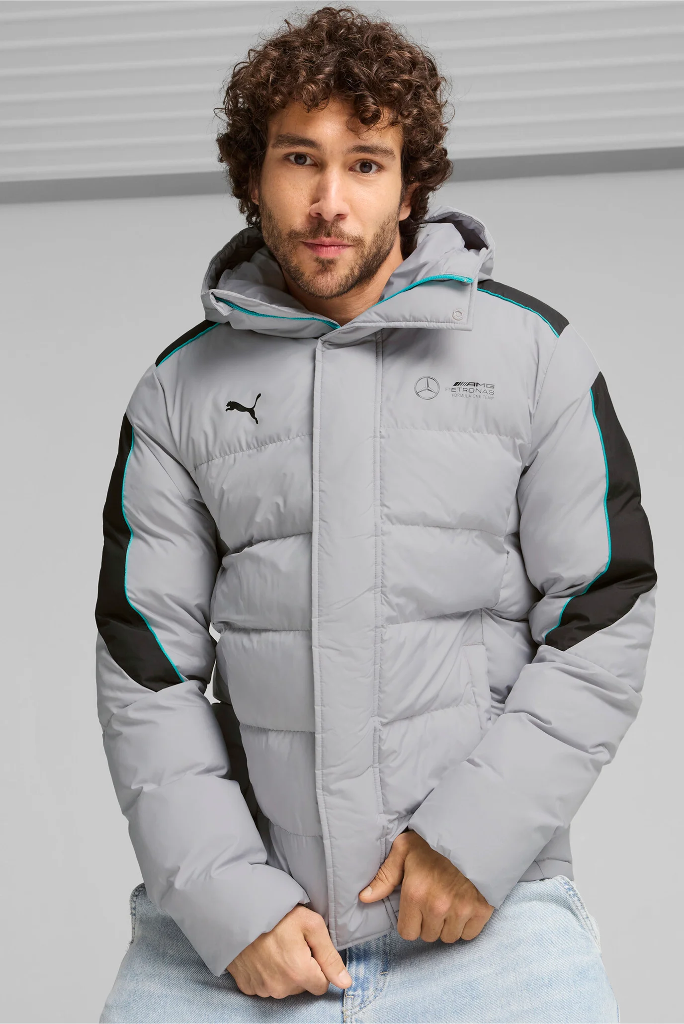 Мужская серая куртка Mercedes-AMG Petronas F1® MT7+ Ecolite Padded