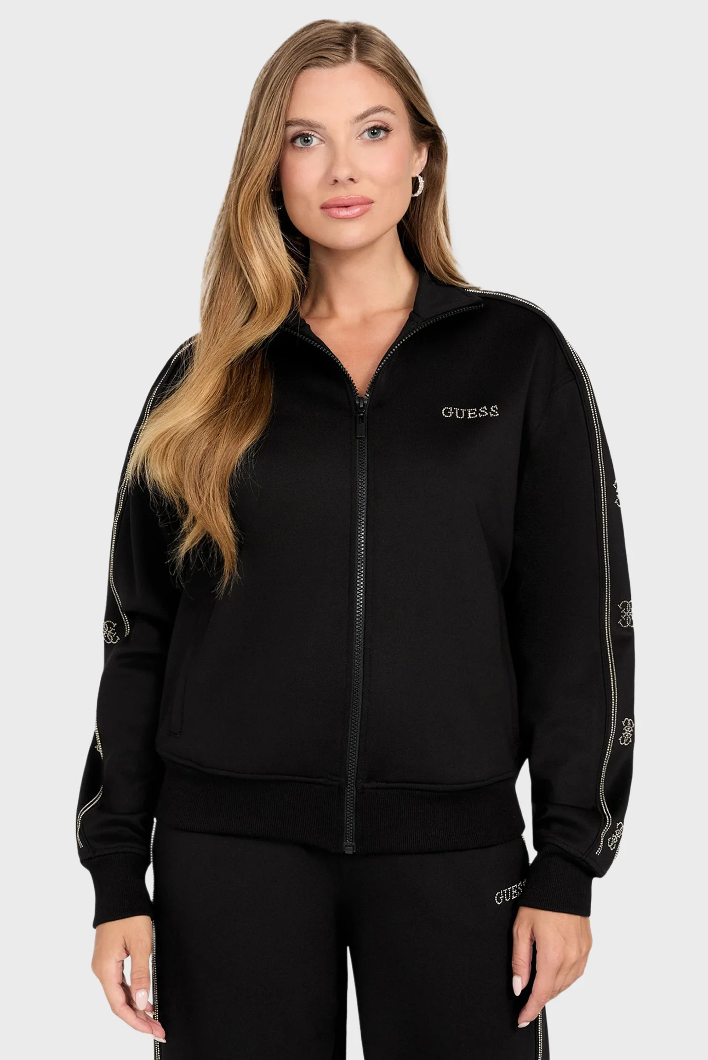 Женская черная спортивная кофта Guess V5BQ15.KCX22;JBLK — MD-Fashion