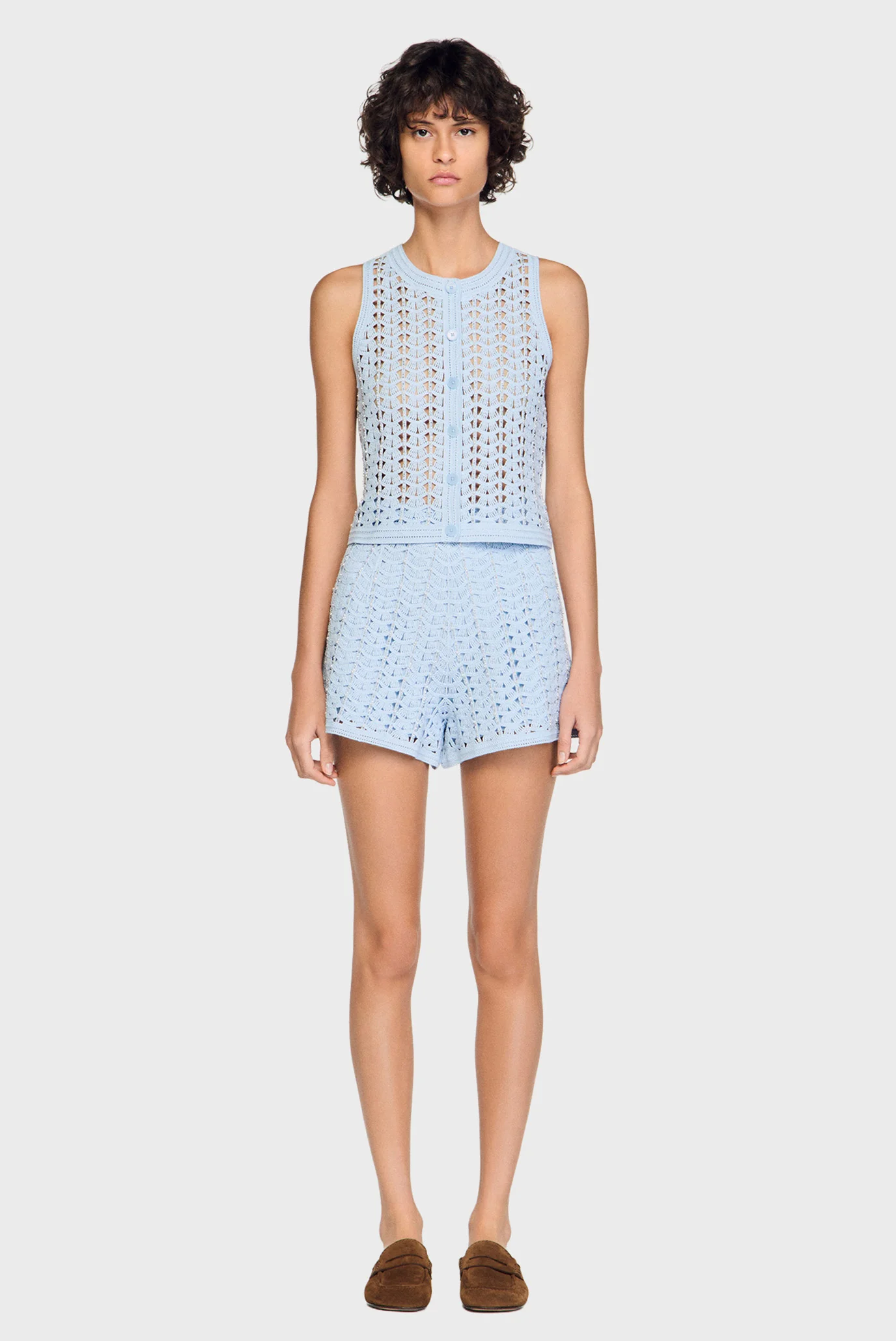 Жіночий блакитний жилет Sandro SFPCA01442_SKY BLUE — MD-Fashion