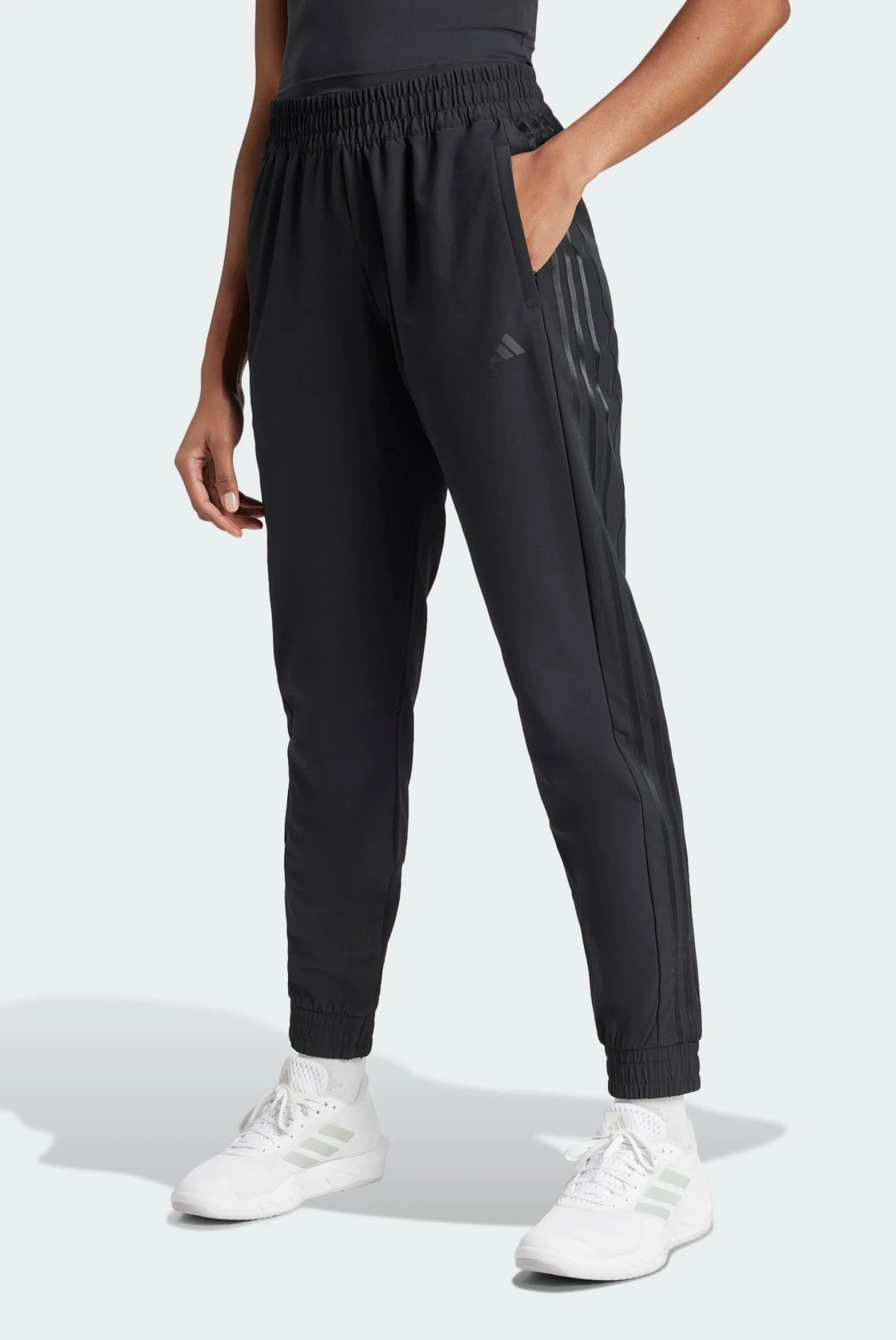 Y*i様 アディダスATP Жіночі чорні спортивні штани Pacer All Gym 3-Stripes Woven Mid