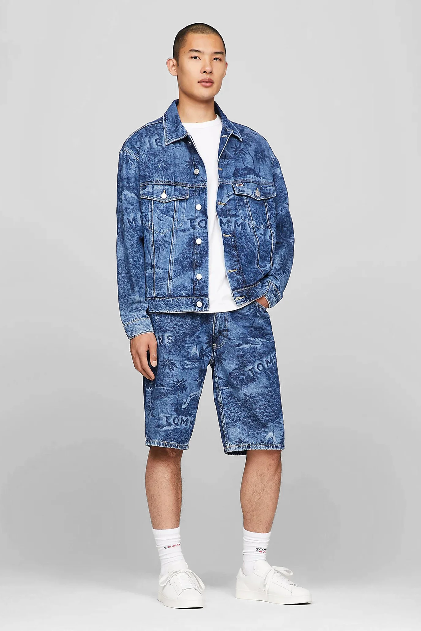 Мужские синие джинсовые шорты с узором AIDEN BAGGY Tommy Jeans