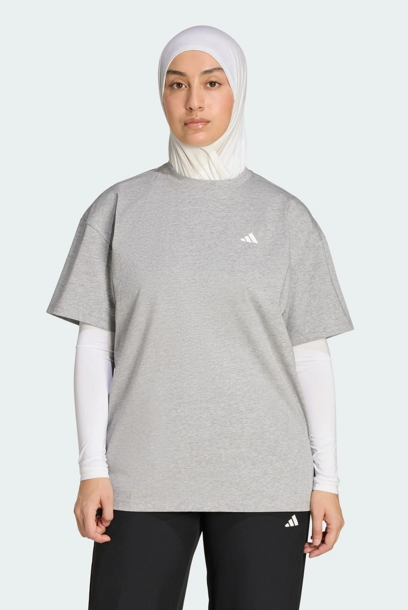 Жіноча сіра футболка Power Essentials Workout Oversized adidas