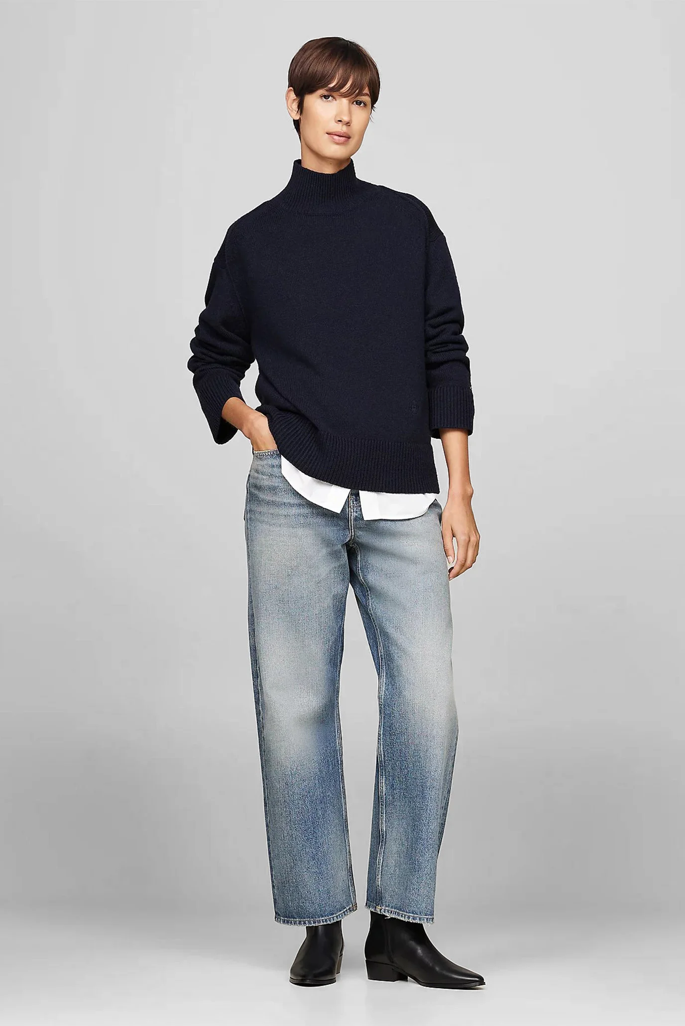 Женский темно-синий свитер WOOL BLEND MOCK-NK Tommy Hilfiger
