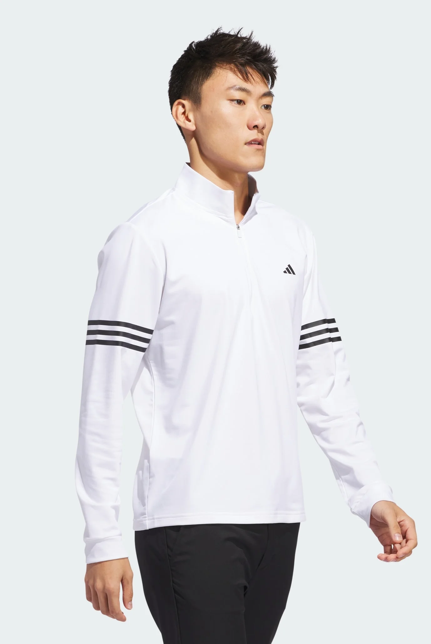 Мужской белый лонгслив Adi 3-Stripes Half-Zip adidas IQ2918 — MD