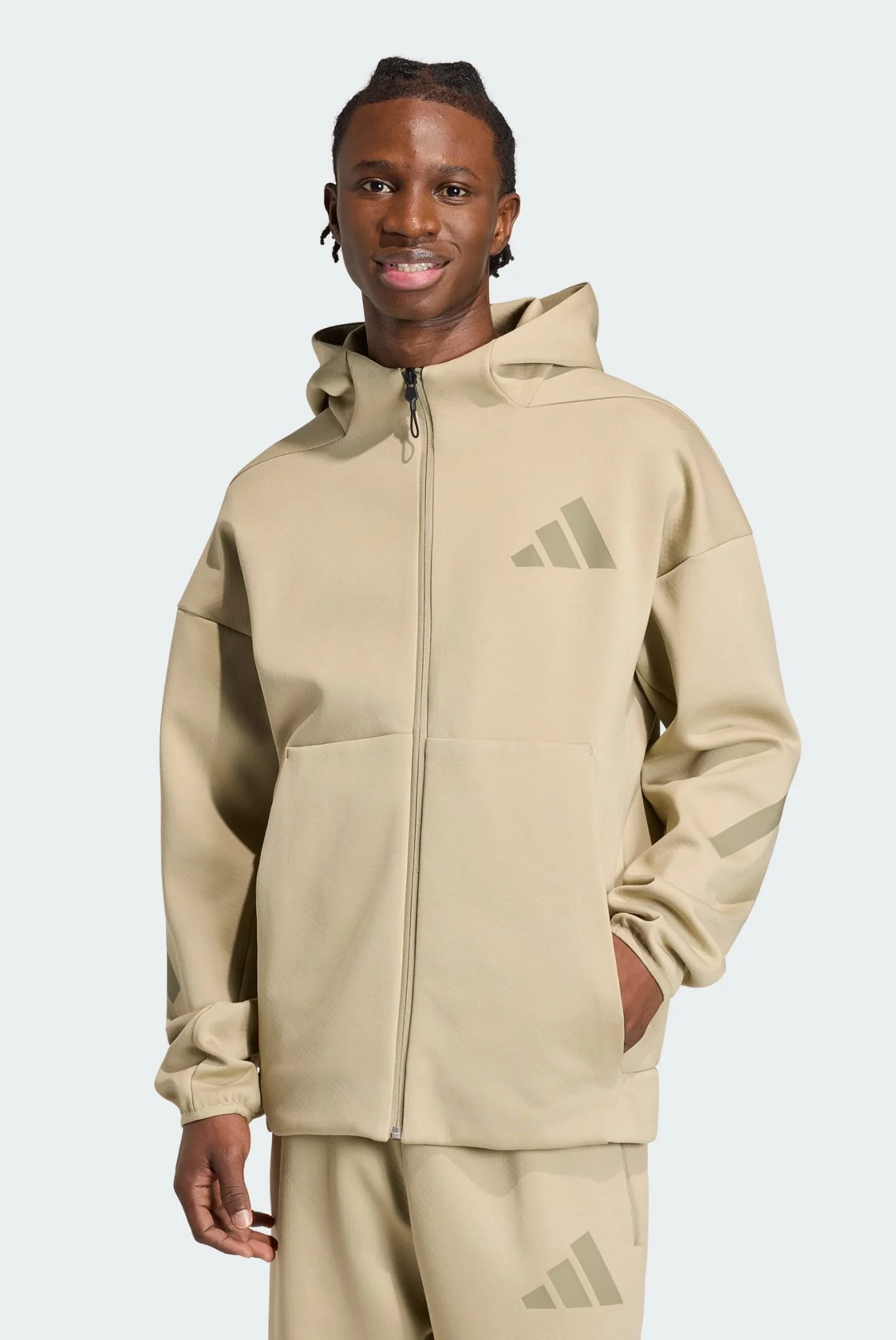 Мужское бежевое худи New adidas Z.N.E. Full-Zip adidas KE4682 — MD