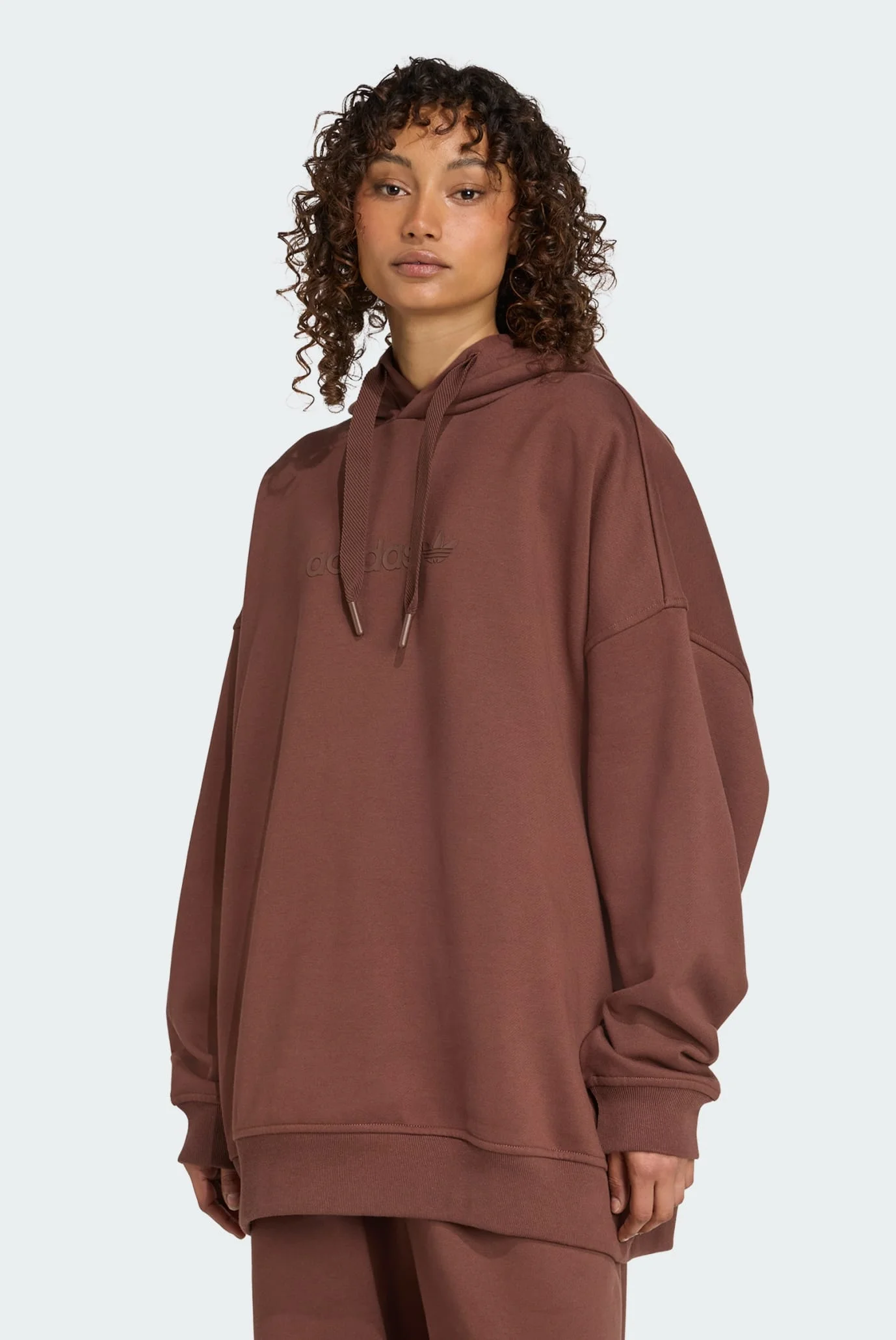 ユウ Жіноче коричневе худі Essentials Linear Oversized adidas JW1027