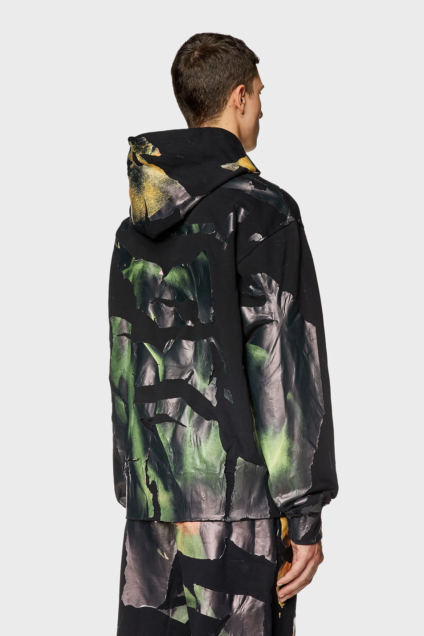 Мужское черное худи с узором S-MAC-HOOD-M1 SWEAT-SHIRT Diesel