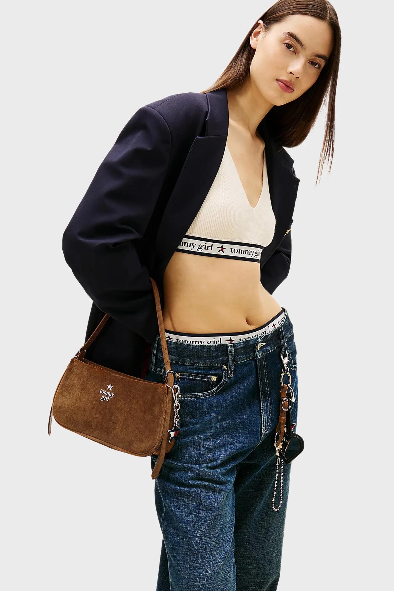 Женская коричневая замшевая сумка TOMMY GIRL Tommy Jeans