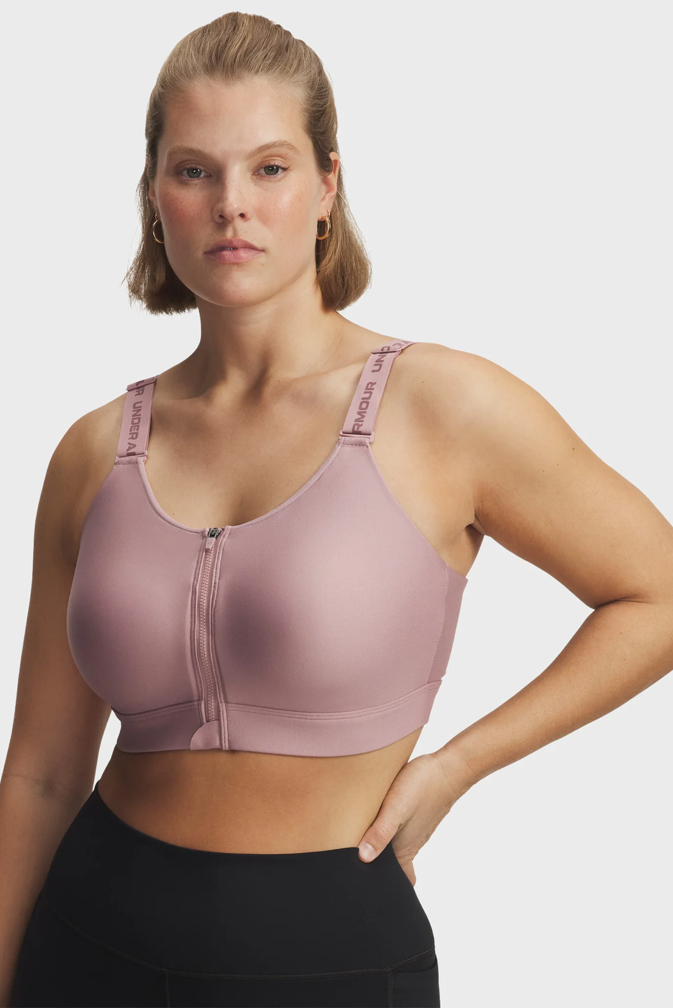Женский розовый топ UA Infinity High Zip 2.0 Bra Under Armour