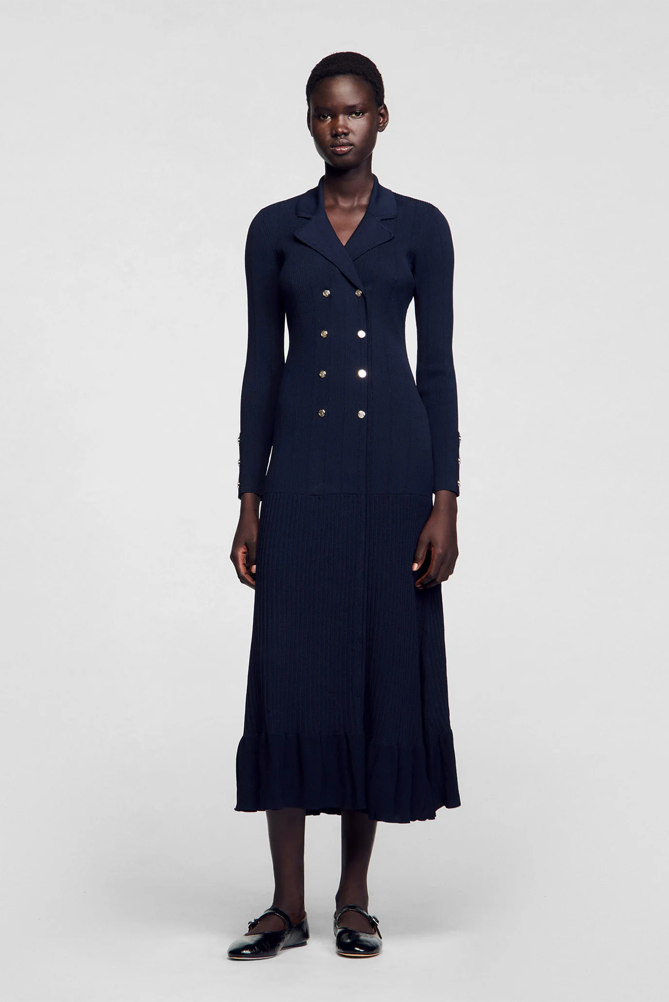 Женское темно-синее платье Sandro SFPRO04093_NAVY BLUE — MD-Fashion