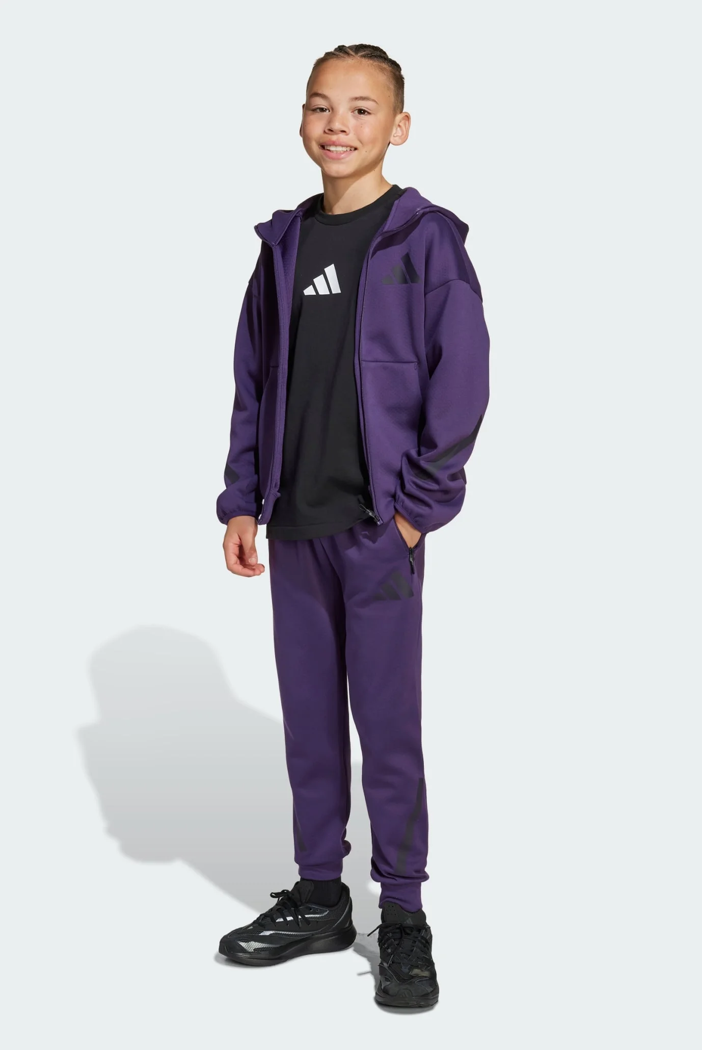Дитяче фіолетове худі adidas Z.N.E. Full-Zip Kids adidas JW2426