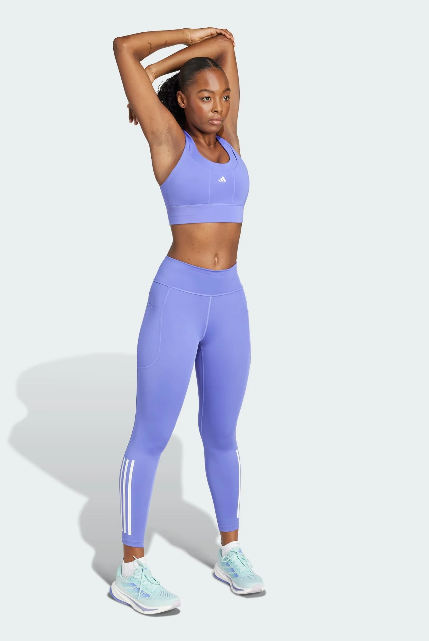 Женские синие тайтсы Daily Run 3-Stripes 7/8 adidas IX0273 — MD
