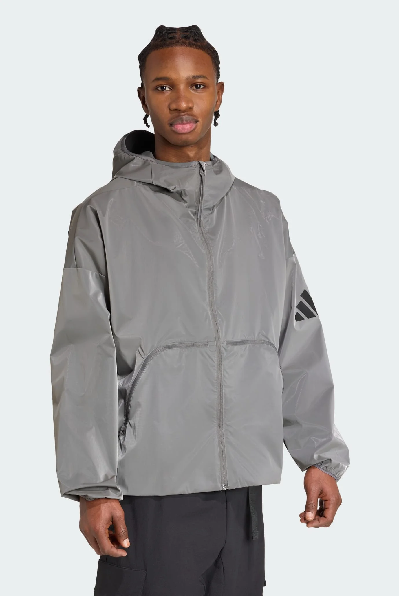 Мужская серая ветровка City Tech Metallic Holiday adidas JW6685