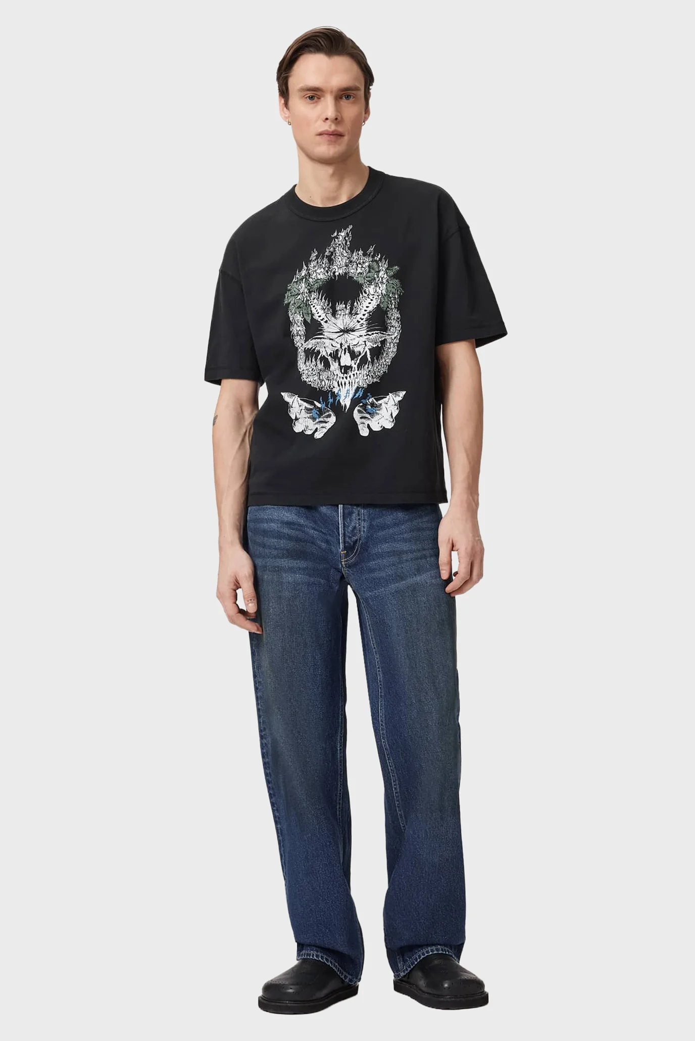 Мужская черная футболка PALM RIPPER AllSaints M045PE — MD-Fashion