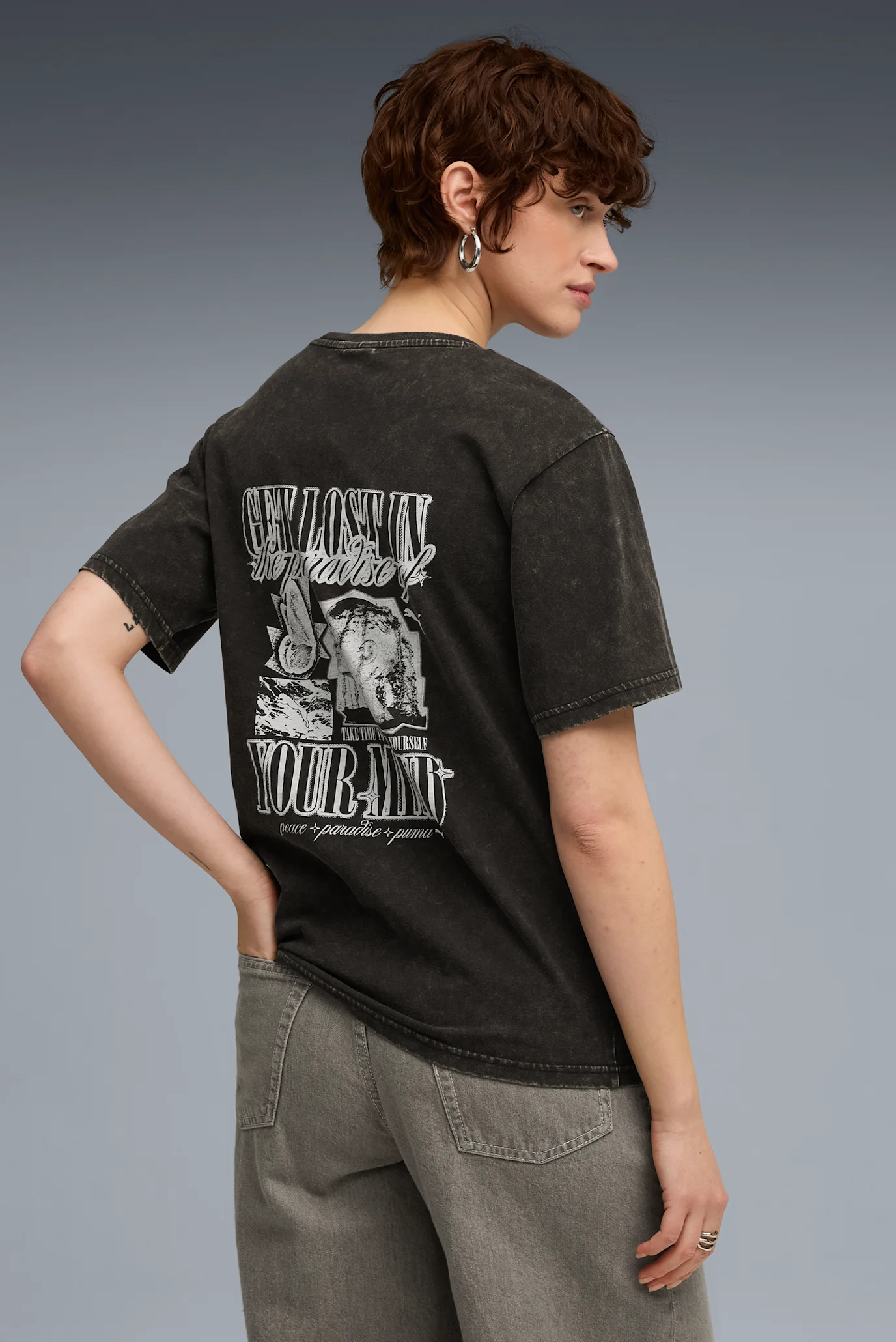 Жіноча чорна футболка Graphic Paradise Mindset Washed Relaxed Tee