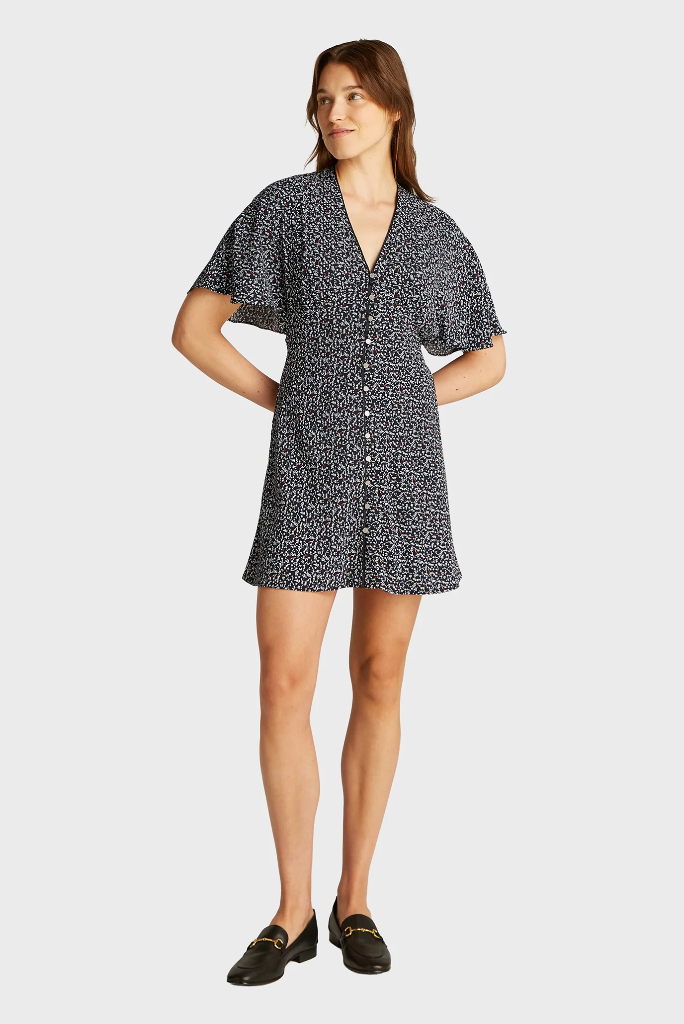 Женское черное платье с узором TJW BUTTERFLY SS MINI DRESS EXT